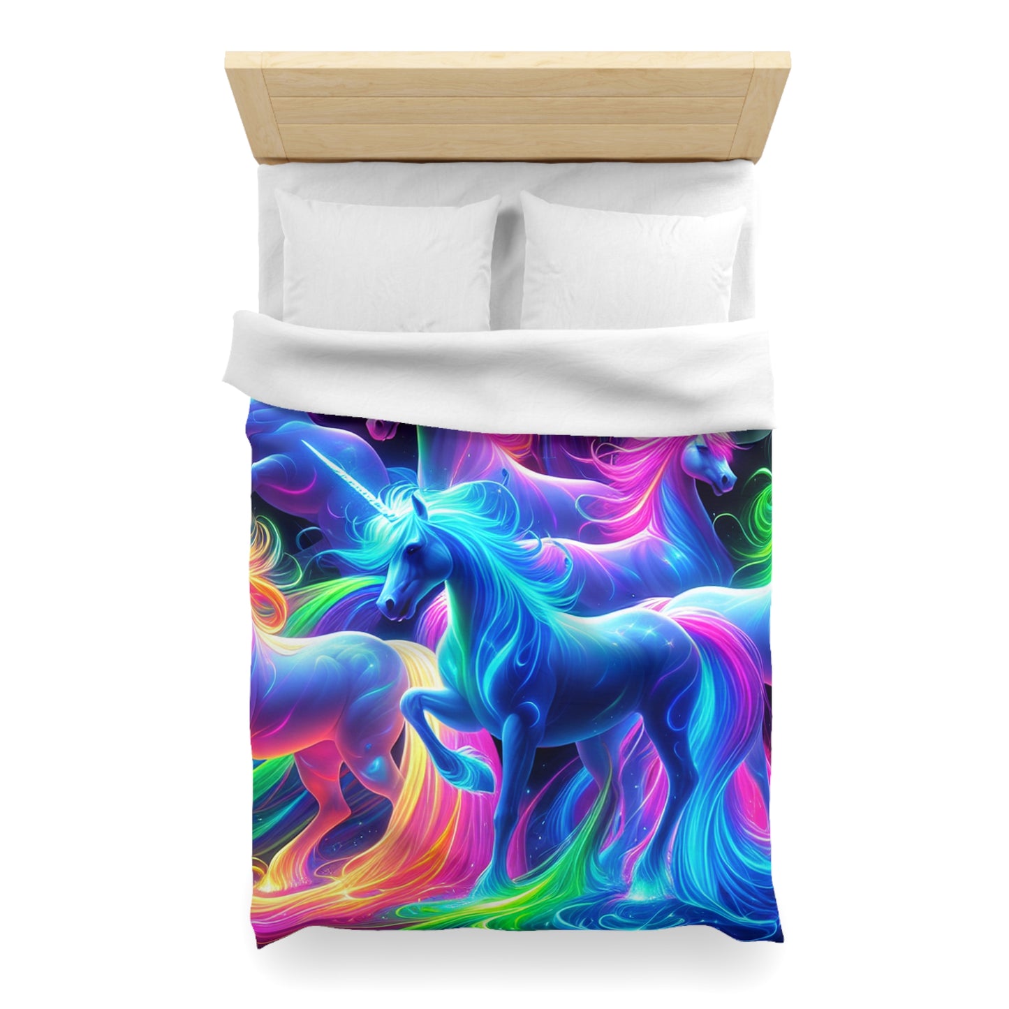Paolo Nasini - NEON Unicorns Microfiber Duvet Cover
