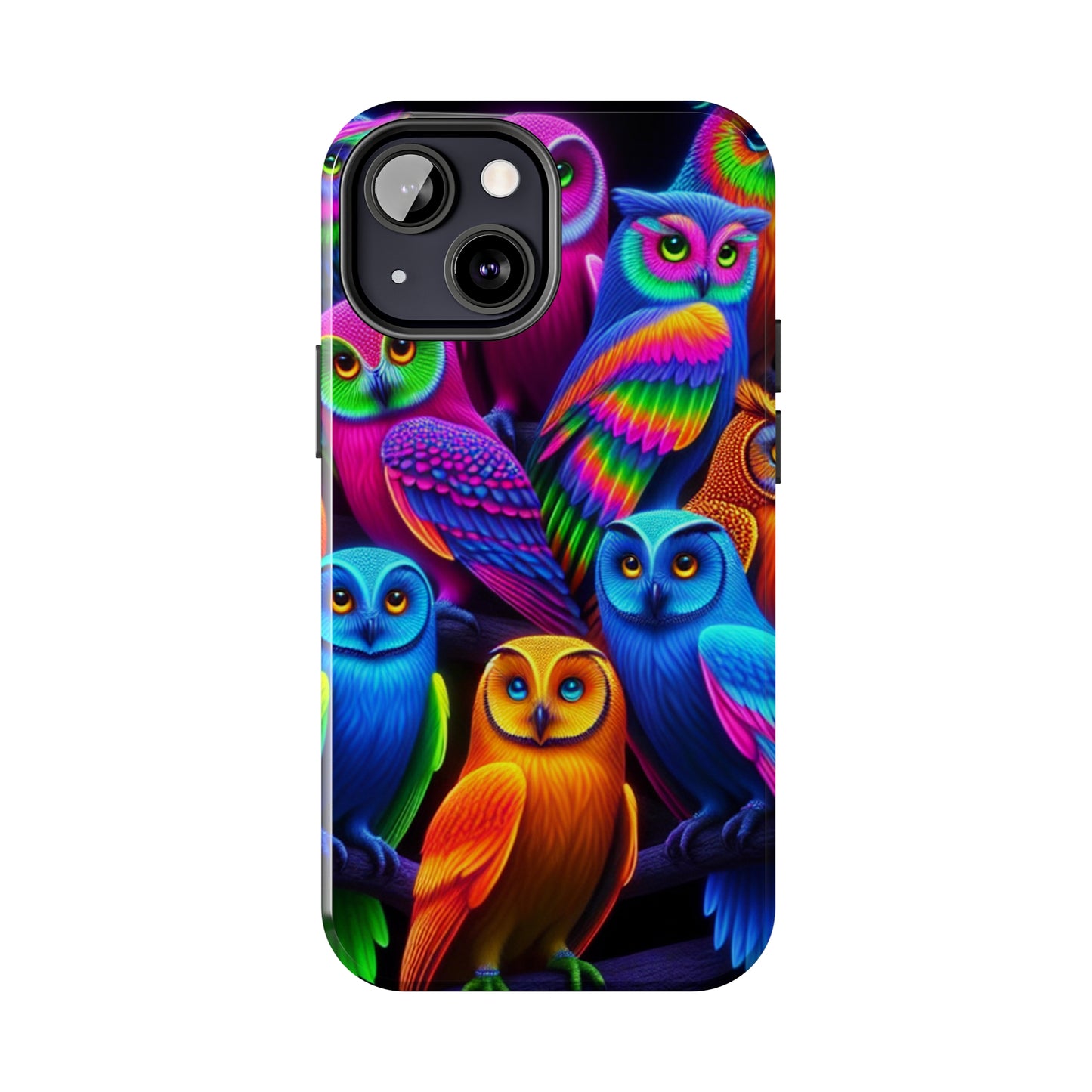 "Electric Vivid Night Owls" NEON Owls Tough Phone Case