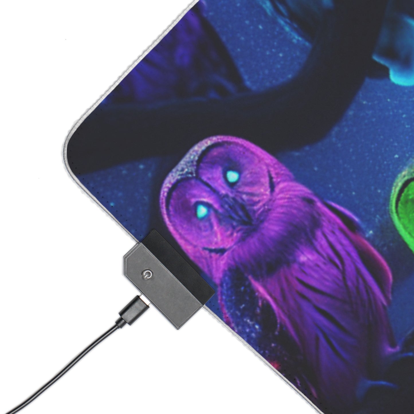 "Neon Nocturne" NEON Owls Art LED Mousepad