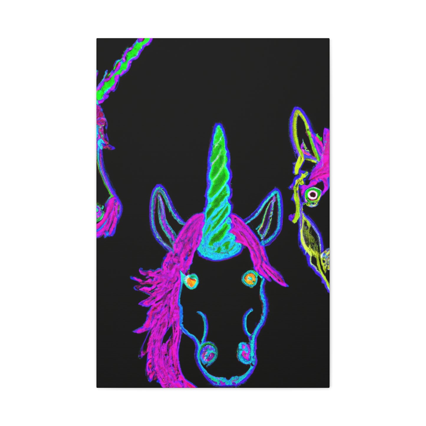 Vibrant Neon Magic. NEON Unicorns Art Canvas