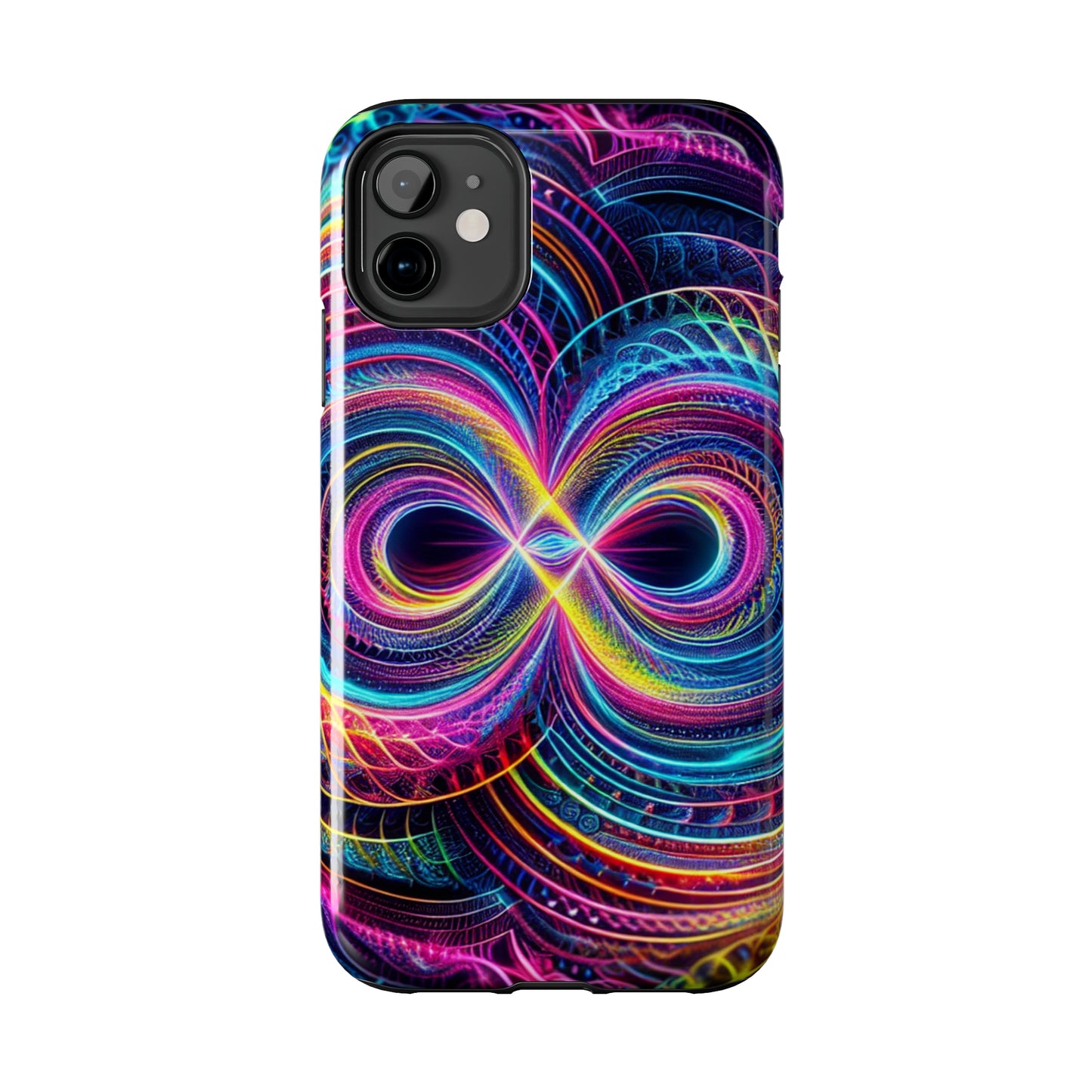 Psychedelic Dreams in Neon Void. Trippy Infinity Patterns Tough Phone Case Iphone 7 8 9 10 11 12 13 14 Pro Max Mini Plus XR XS SE