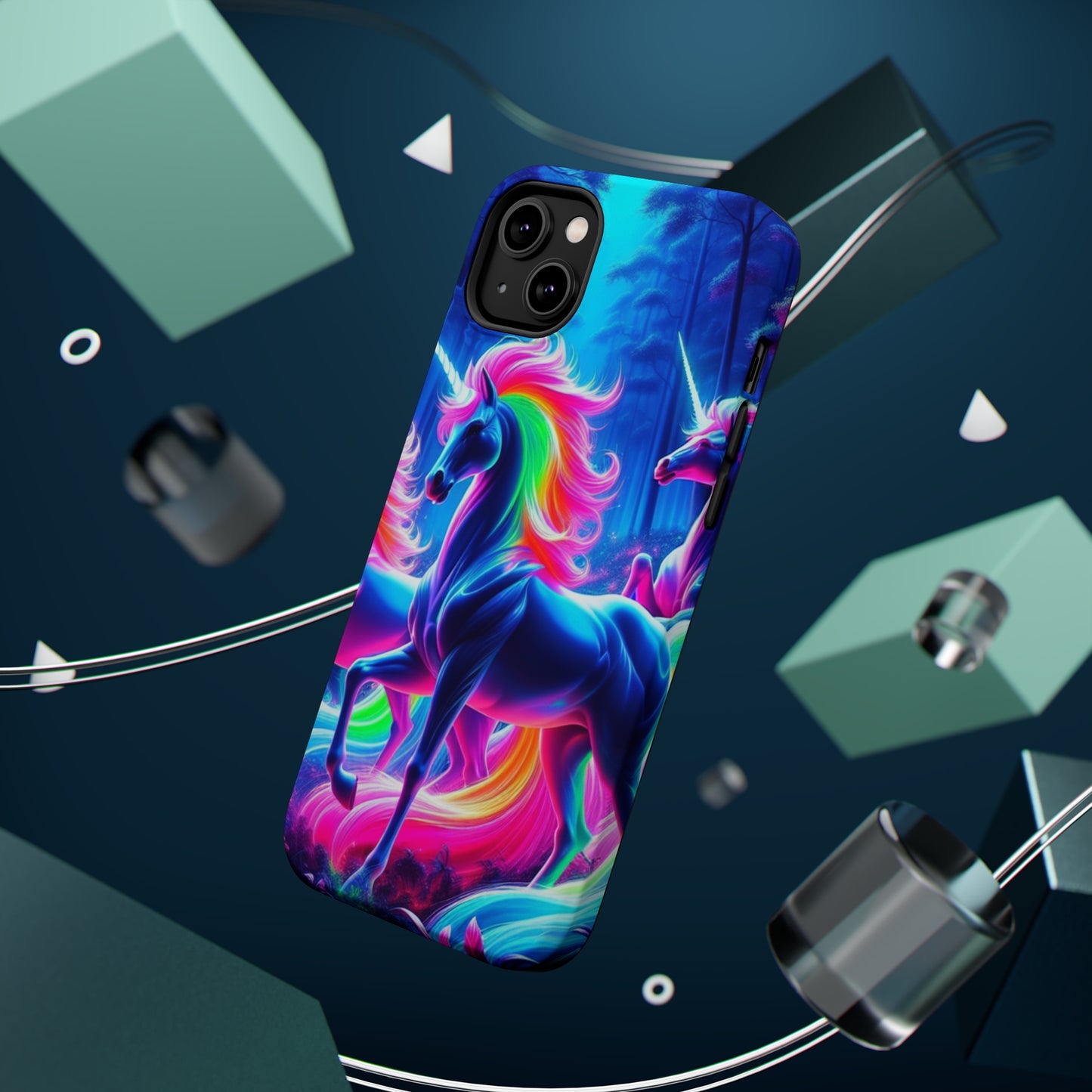 NeonNocturnals Neon Unicorns Premium Art Magsafe Magnet Tough IPhone 13 14 15 Pro Plus Max and Mini in Matte and Glossy Phone cases