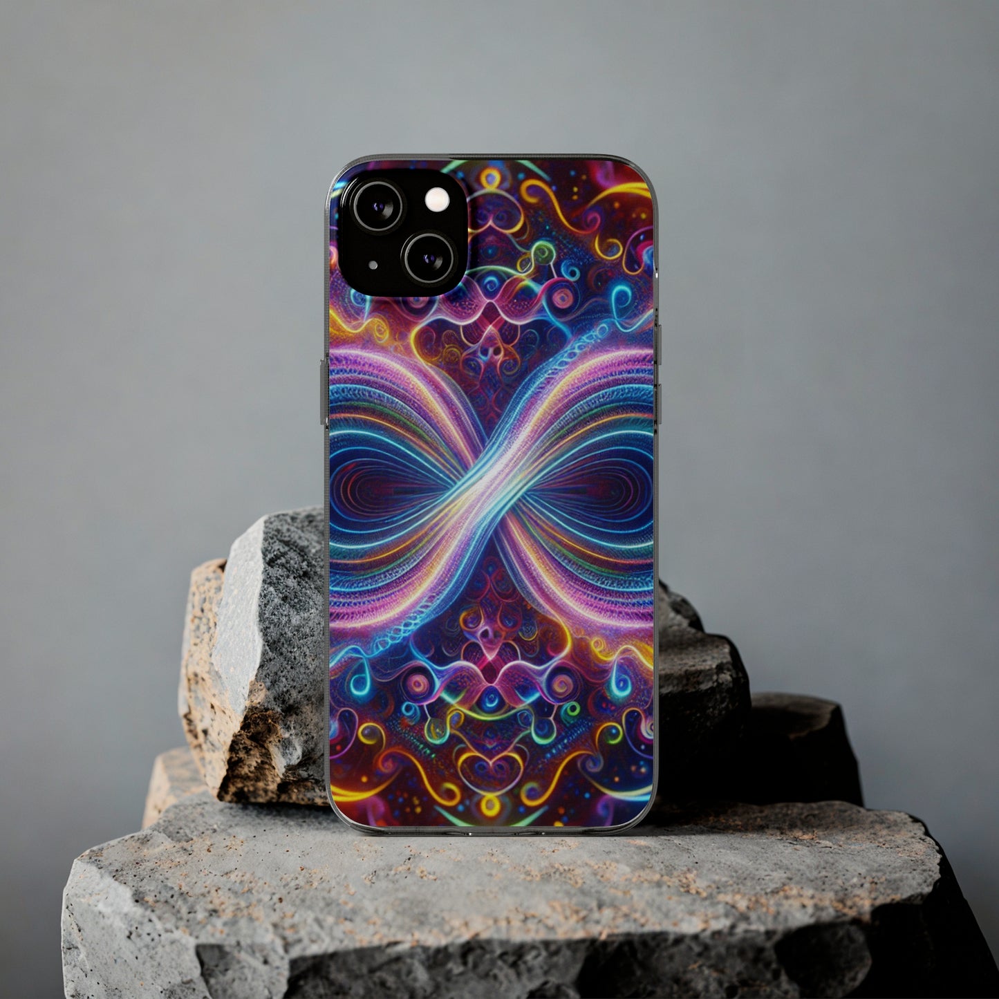 "Neon Infinity Bliss" Infinity Patterns Art Polycarbonate Phone Case