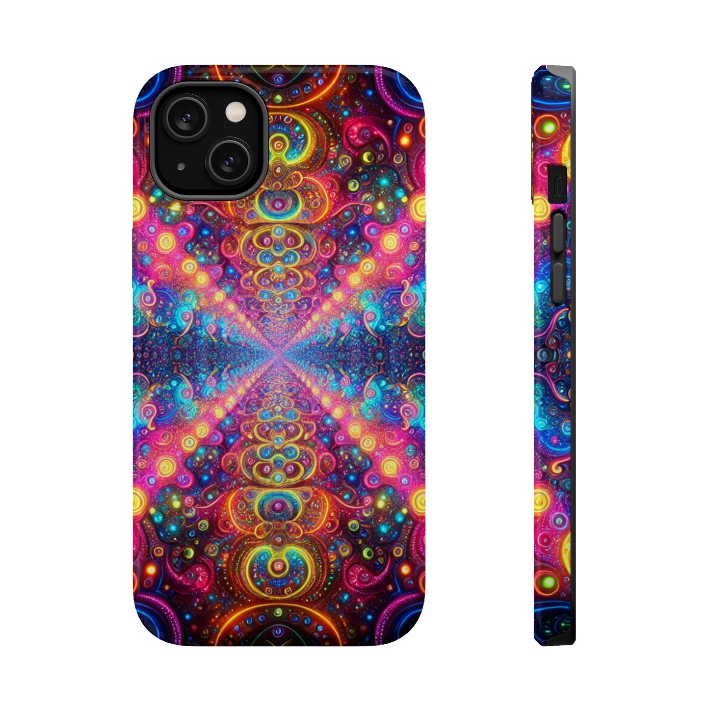 Neon Infinity Oasis Neon Trippy Infinity Patterns Premium Art Magsafe Magnet Tough IPhone 13 14 15 Pro Plus Max and Mini in Matte and Glossy Phone cases