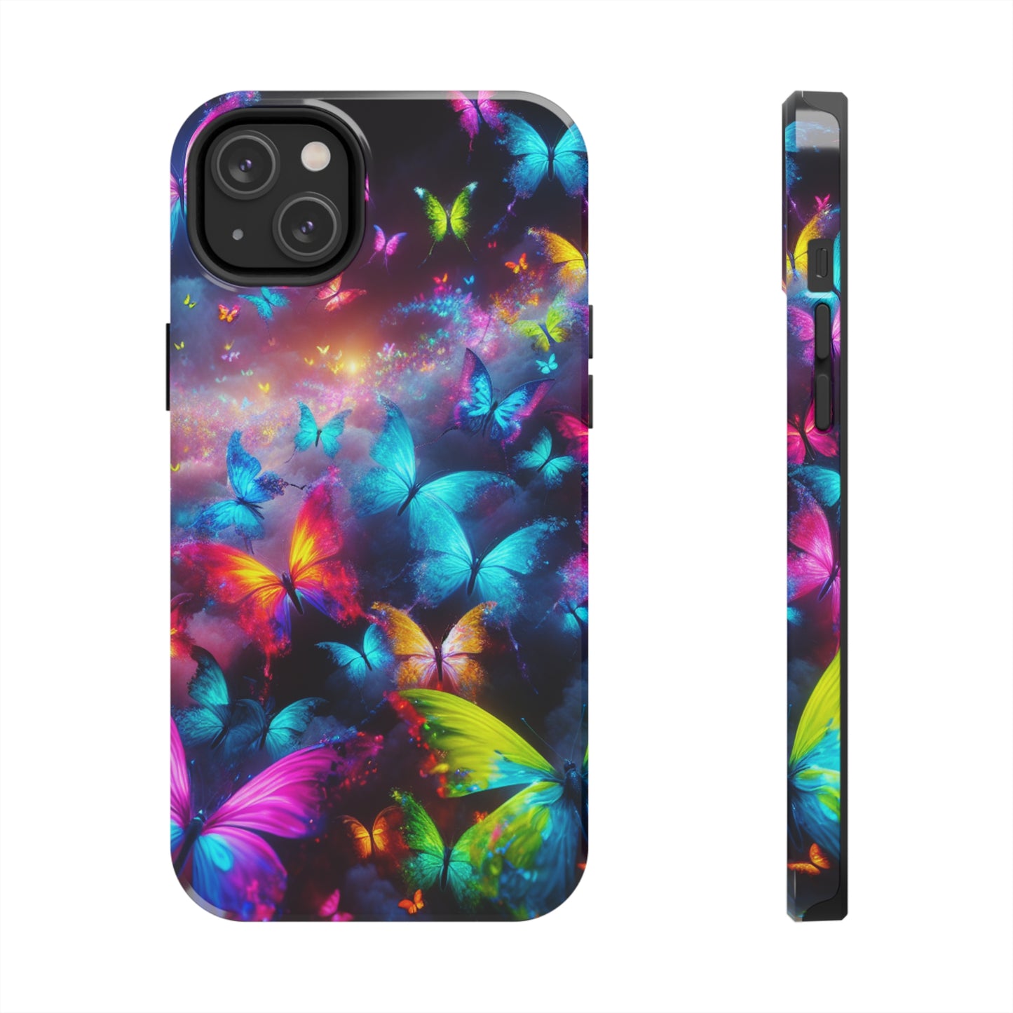 "Neon Flutterings" NEON Butterflies Tough Phone Case Iphone 7 8 9 10 11 12 13 14 SE X XR XS Pro Max Mini Plus