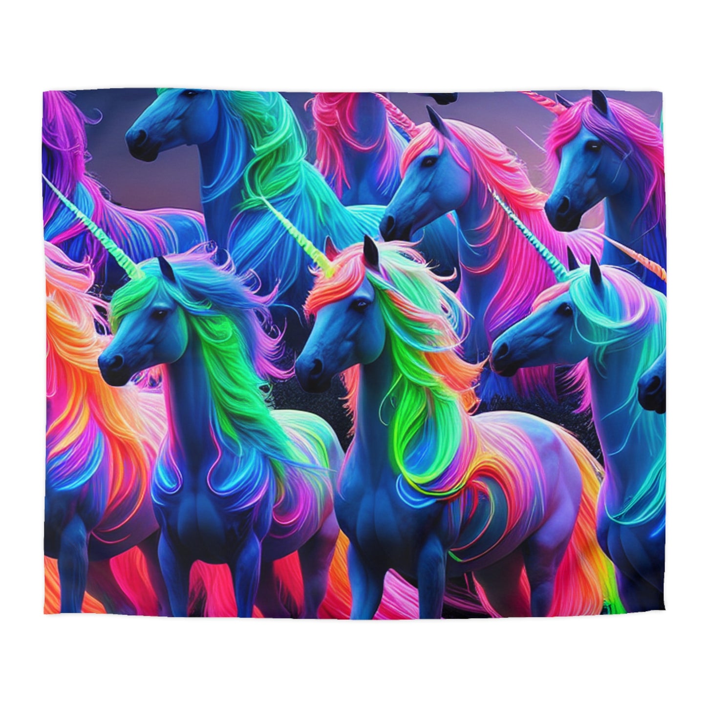 Gian Lorenzo Bernini - NEON Unicorns Microfiber Duvet Cover