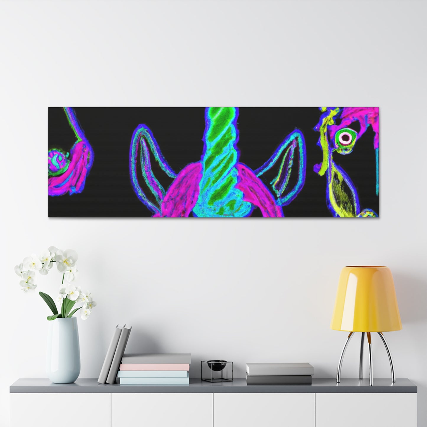 Vibrant Neon Magic. NEON Unicorns Art Canvas