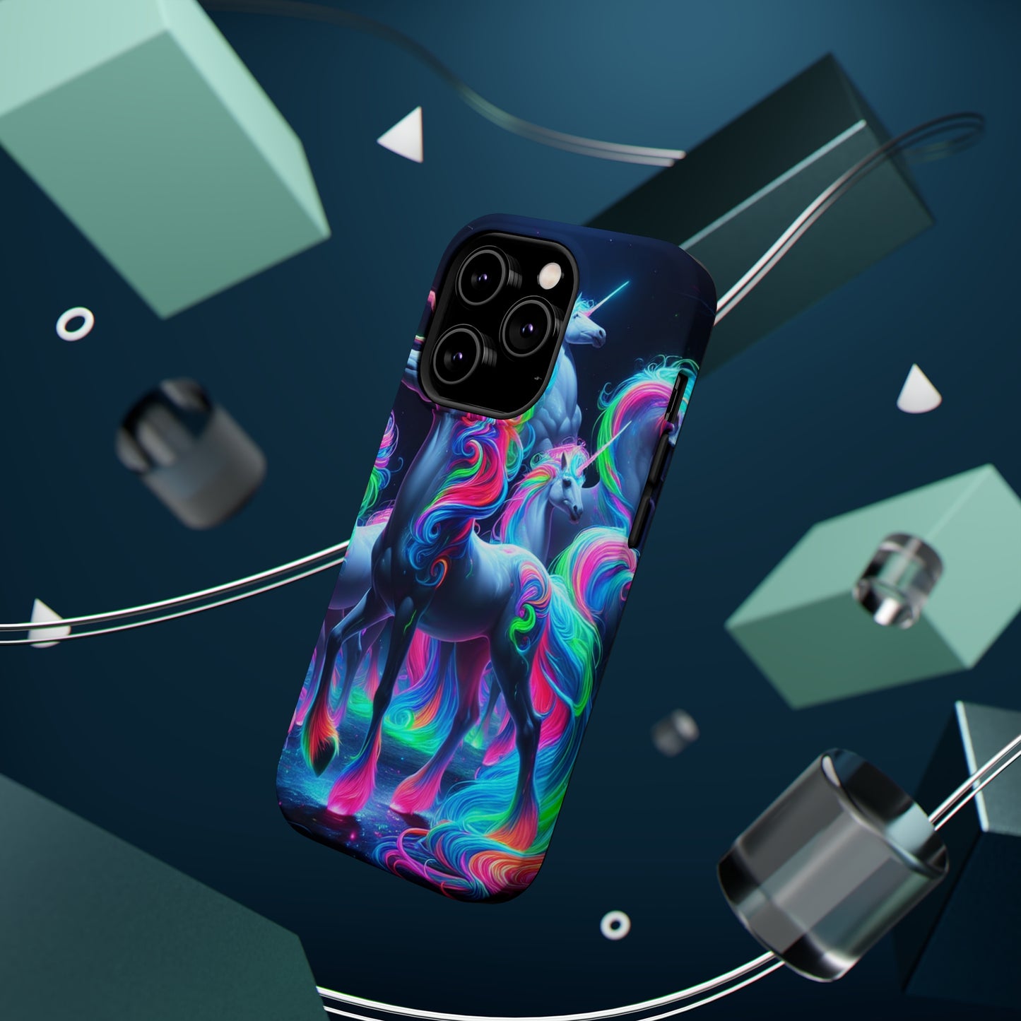 Neon Unicorn Prism. Neon Unicorns Premium Art Magsafe Magnet Tough IPhone 13 14 15 Pro Plus Max and Mini in Matte and Glossy Phone cases