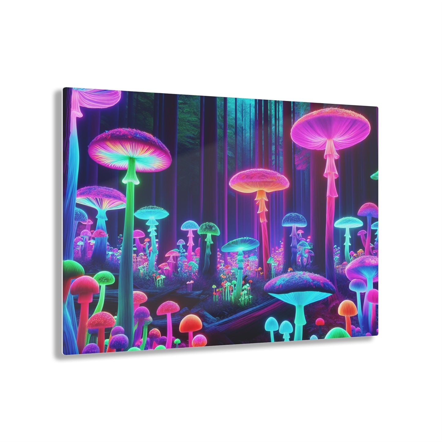Neon Fungal Fantasy. Mushrooms 1/4" Glossy Acrylic Art