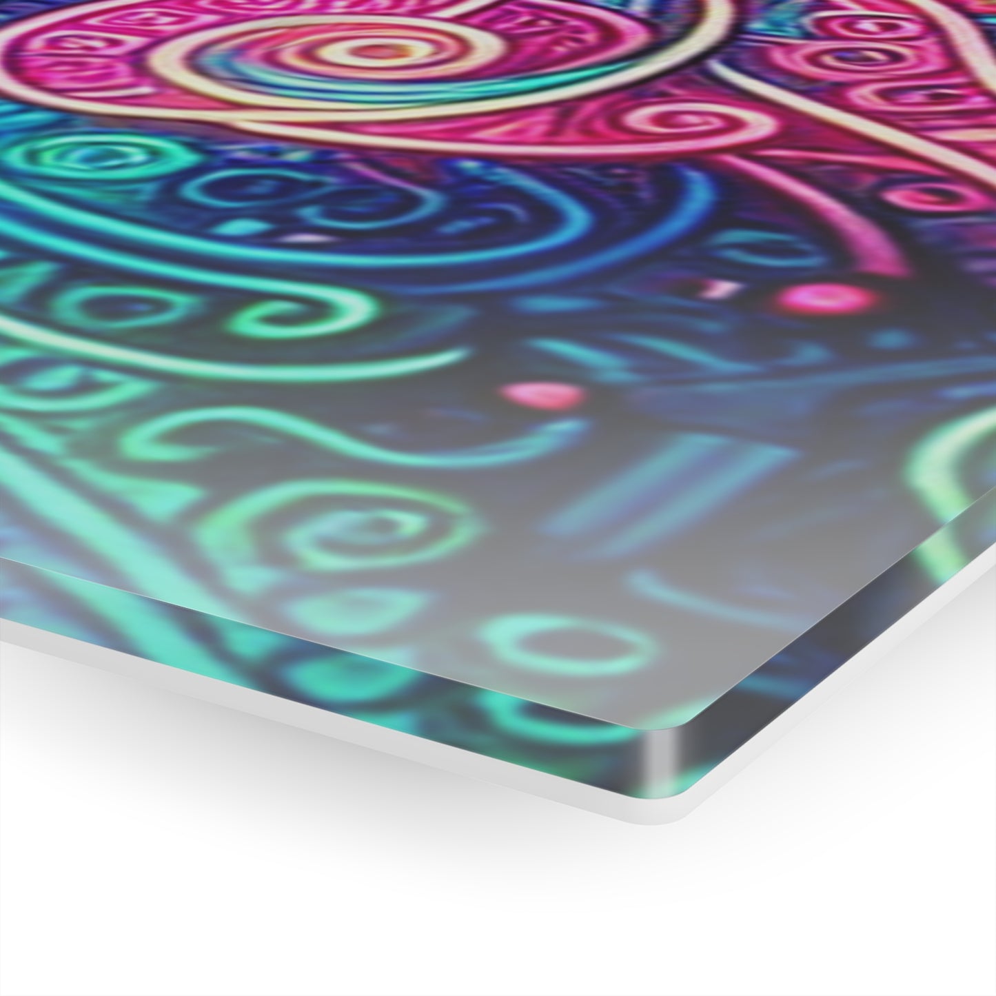 Infinite Tilted Prismatic Neon Transcendence. Trippy infity Pattern 1/4" Glossy Acrylic Art