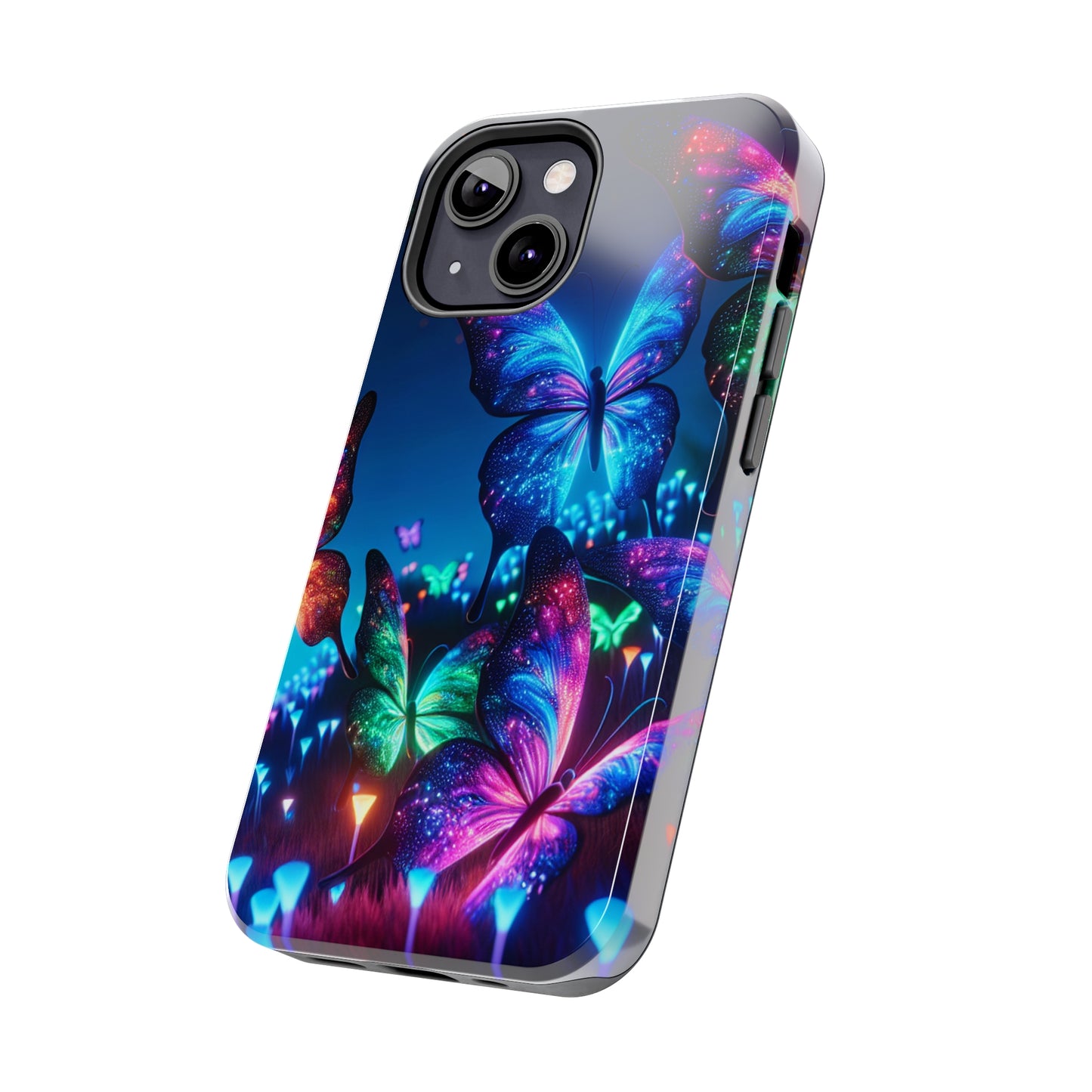 "Electric Morpho Rain" NEON Butterflies Tough Phone Case Iphone 7 8 9 10 11 12 13 14 SE X XR XS Pro Max Mini Plus