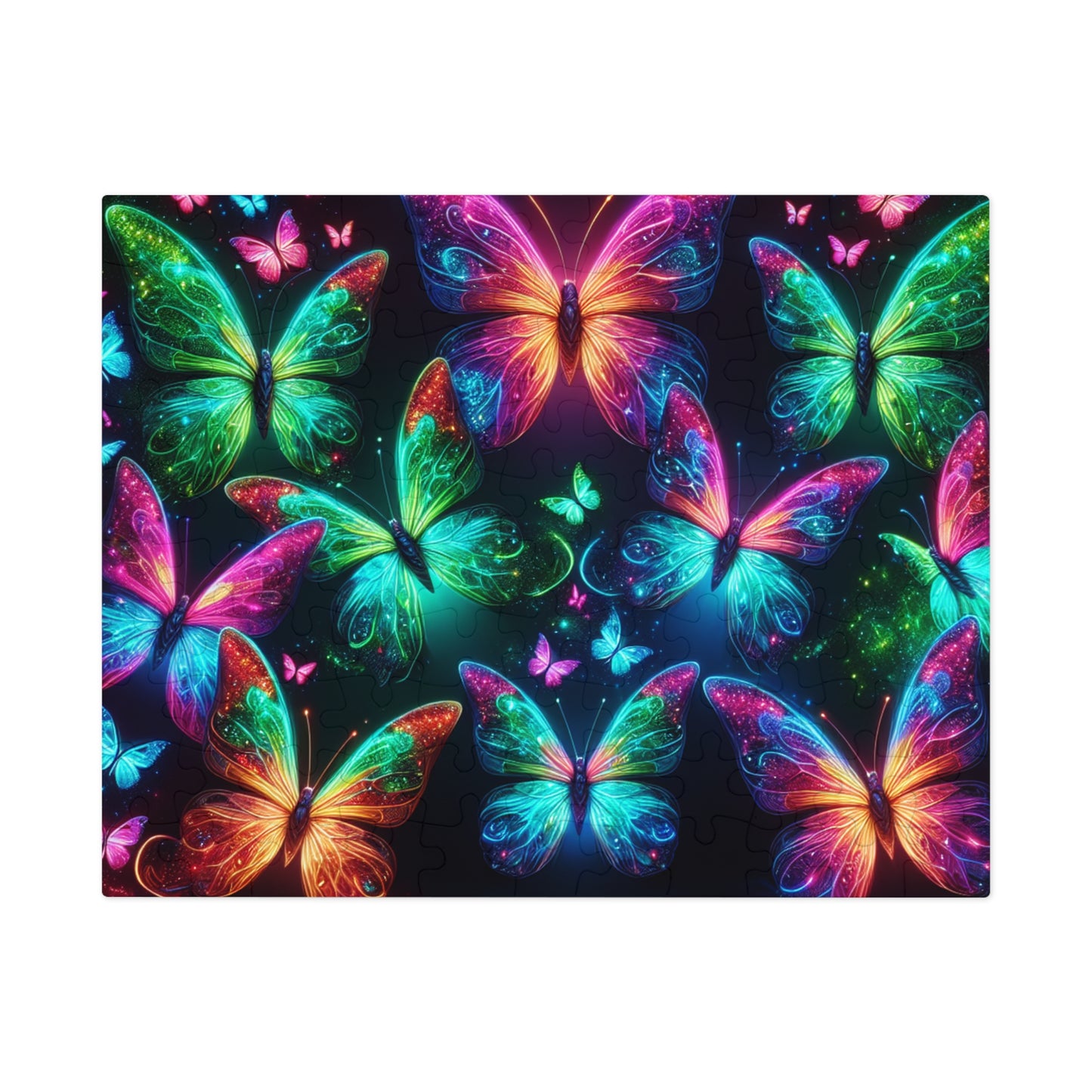 Neon Flutter. - Neon Butterflies Puzzle30, 110, 252, and 1000 Pieces