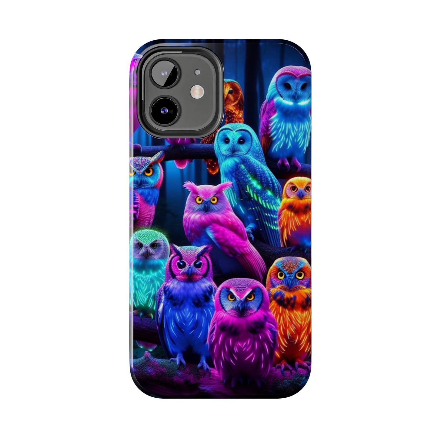 Neon Party of Owls NEON Owls Phone Case Iphone 7 8 9 10 11 12 13 14 Pro Max Mini Plus XR XS SE