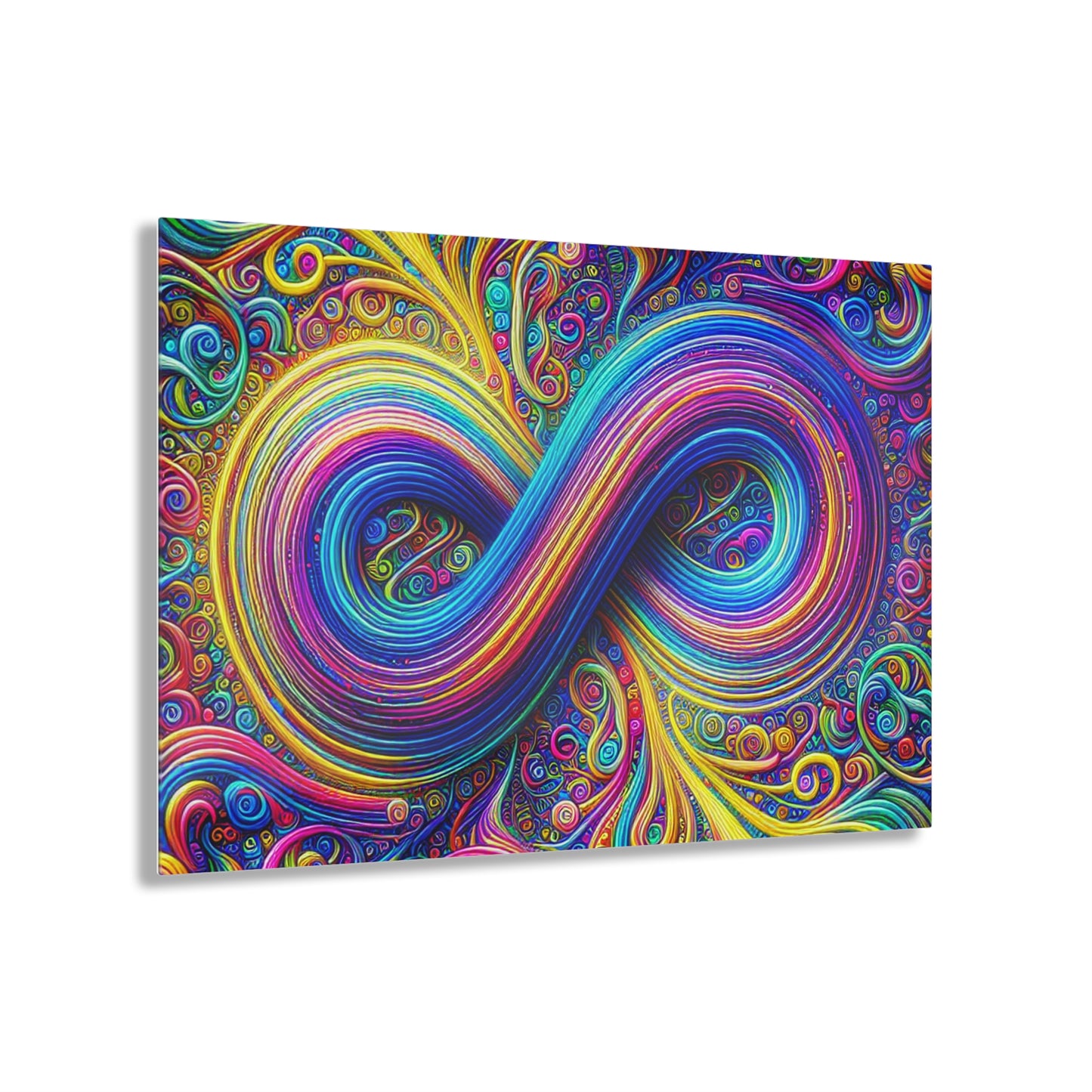 Cosmic Spirograph Symphony. Trippy infinity Pattern 1/4" Glossy Acrylic Art