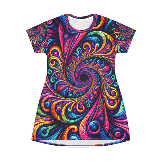 Vivid Technicolor Reverie. Infinity Patterns Womans T Shirt Dress