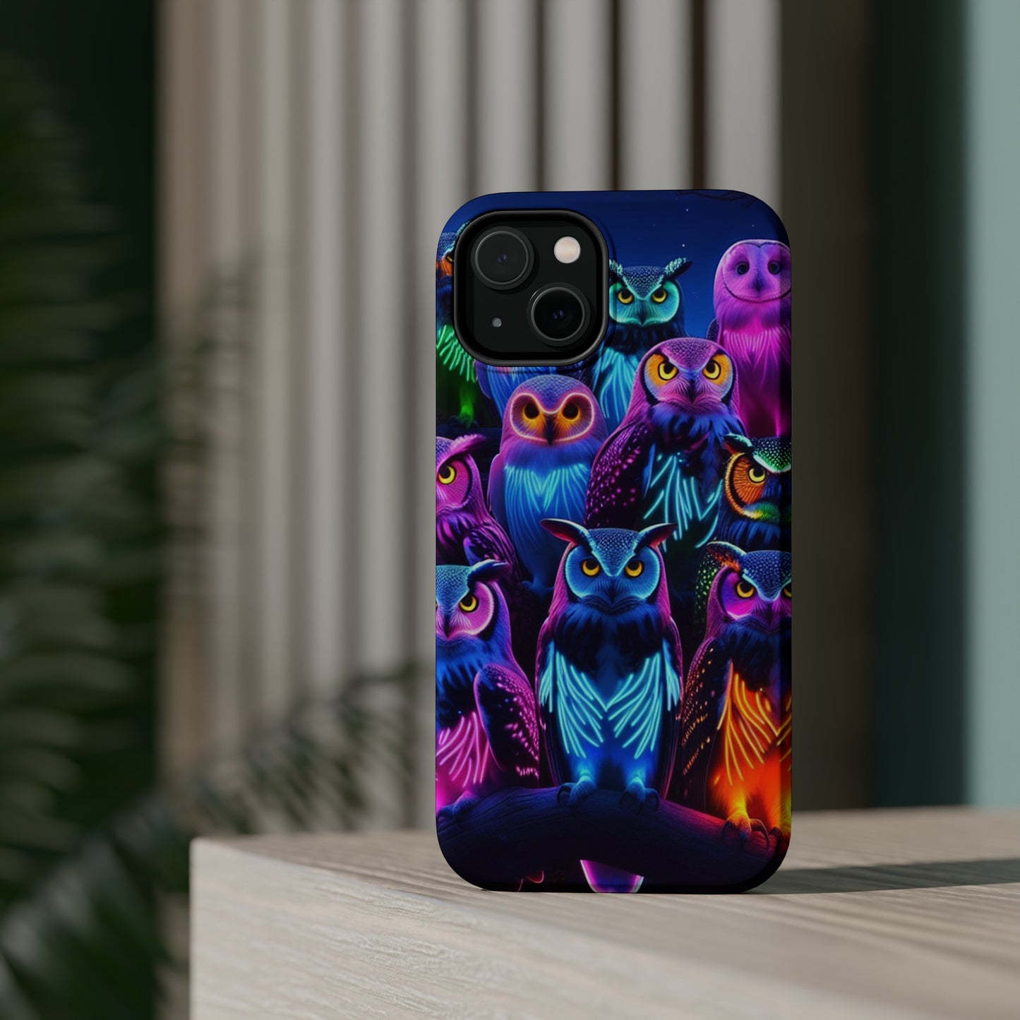 Neon Nocturne Owls. Neon Owls Premium Art Magsafe Magnet Tough IPhone 13 14 15 Pro Plus Max and Mini in Matte and Glossy Phone cases
