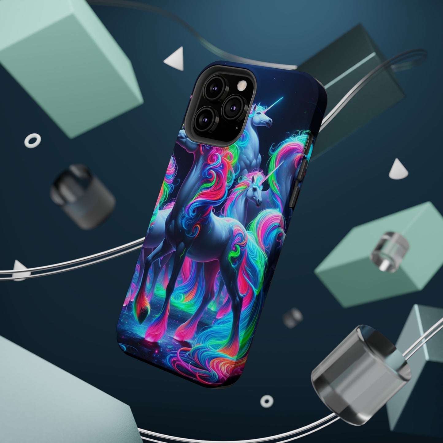 Neon Unicorn Prism. Neon Unicorns Premium Art Magsafe Magnet Tough IPhone 13 14 15 Pro Plus Max and Mini in Matte and Glossy Phone cases