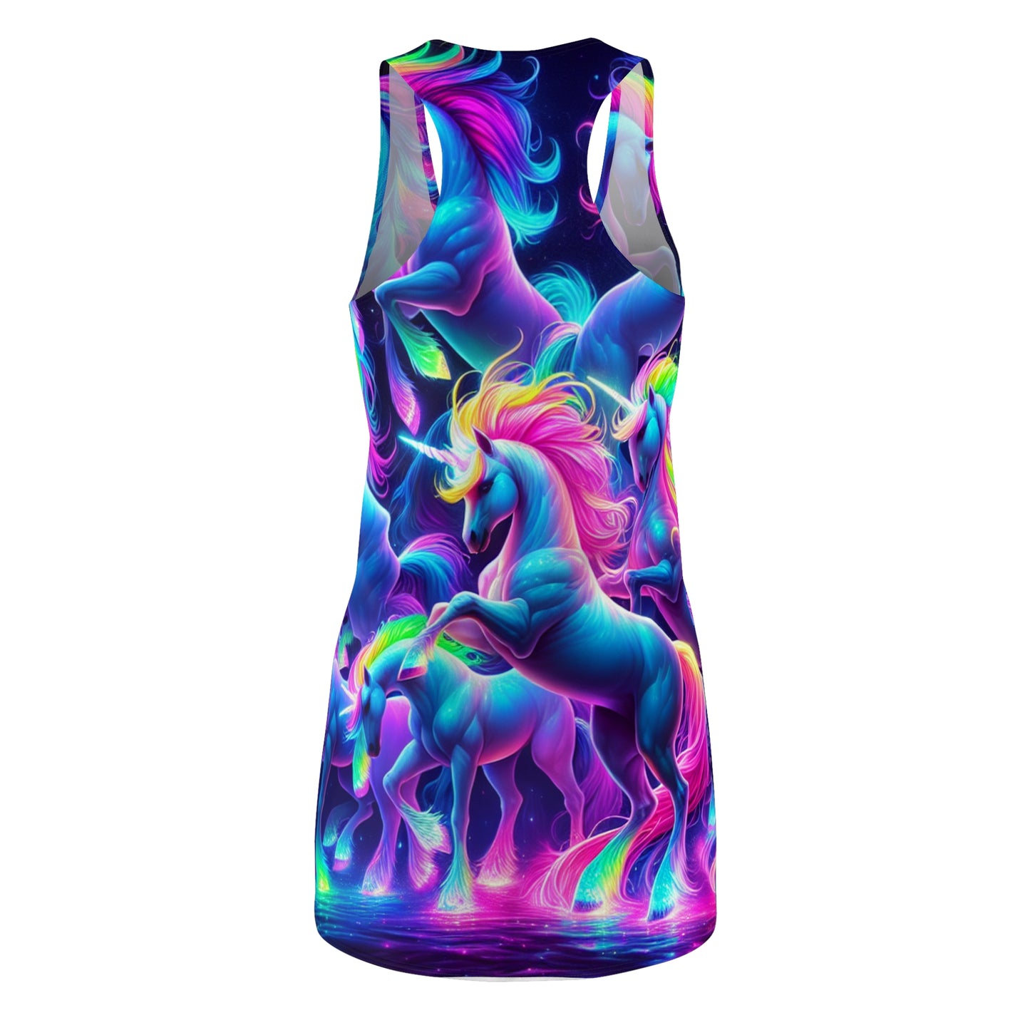 "Lighted Fantasia" Neon Unicorns Racerback Dress