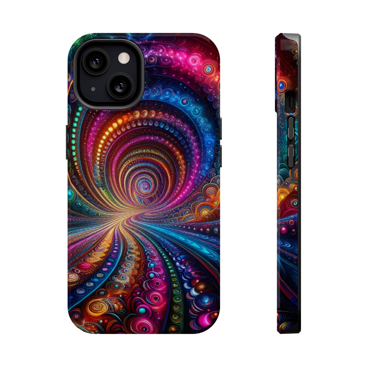 Neon Eternal Infinity Oasis. Neon Trippy Infinity Patterns Premium Art Magsafe Magnet Tough IPhone 13 14 15 Pro Plus Max and Mini in Matte and Glossy Phone cases