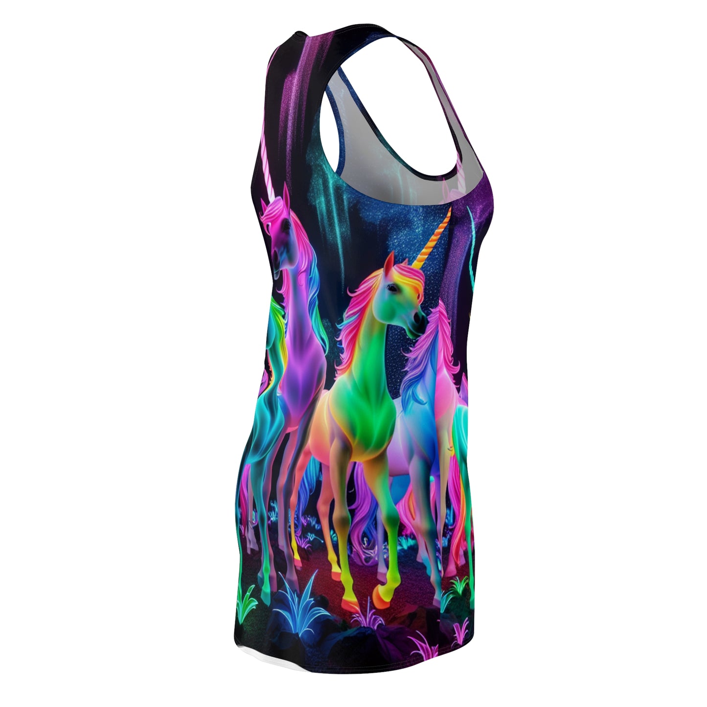 Neon Unicorn Splatter Neon Unicorns Racerback Dress