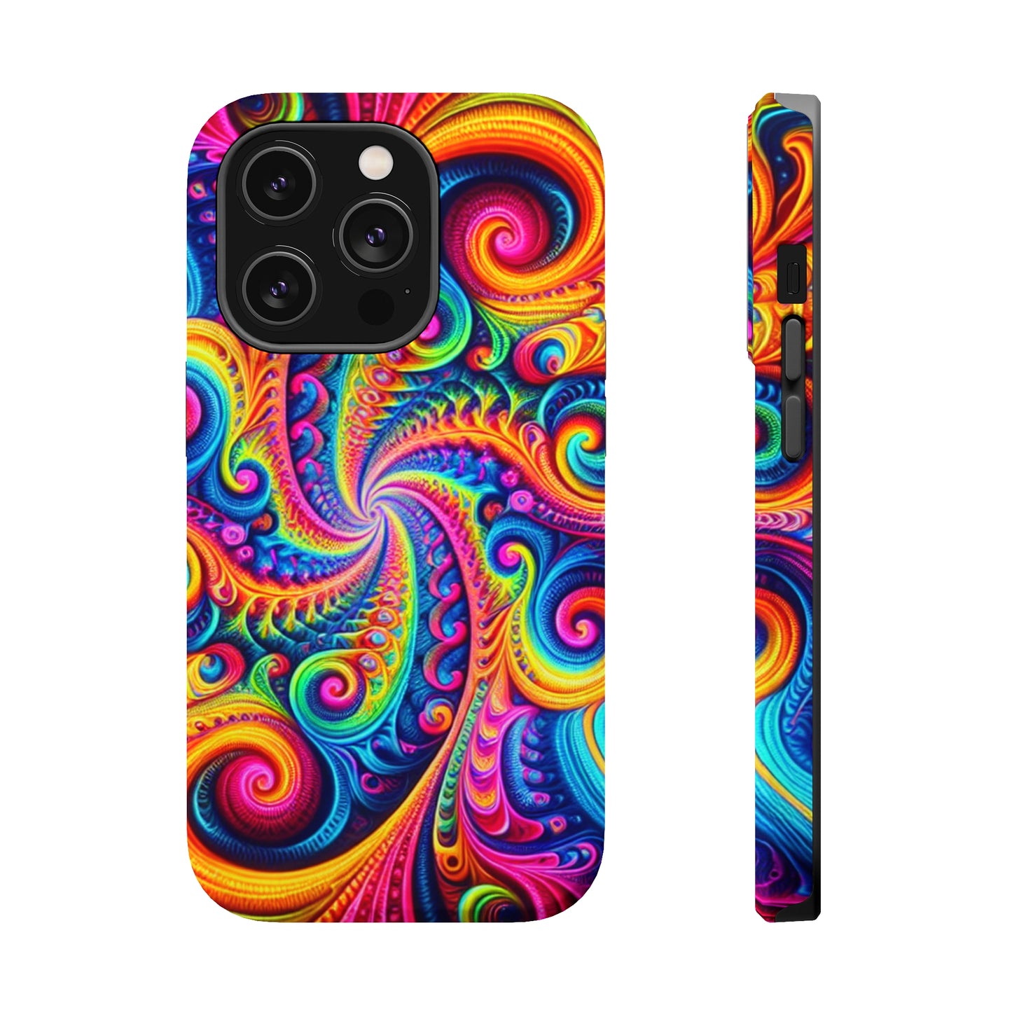 Trip-Infinite Radiance Neon Trippy Infinity Patterns Premium Art Magsafe Magnet Tough IPhone 13 14 15 Pro Plus Max and Mini in Matte and Glossy Phone cases