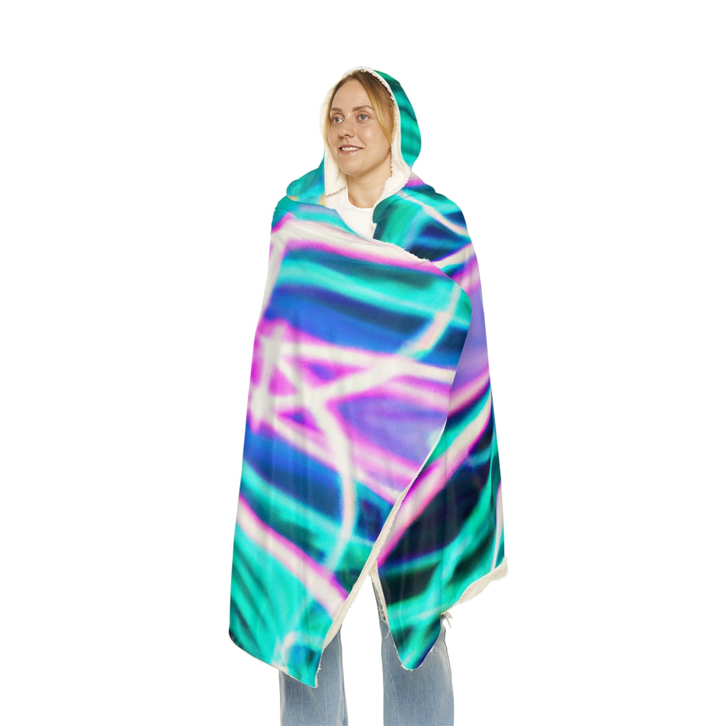 "Eternity Ripple" - NEON Infinity Patterns Art Hooded Snuggle Blanket
