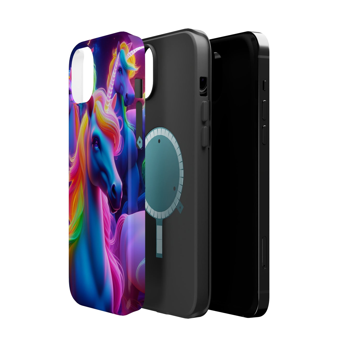 Neon Nighthorn Pride Neon Unicorns Premium Art Magsafe Magnet Tough IPhone 13 14 15 Pro Plus Max and Mini in Matte and Glossy Phone cases