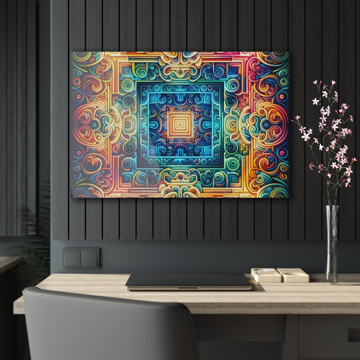 Neon Infinity Dreamscape. Trippy infity Pattern 1/4" Glossy Acrylic Art