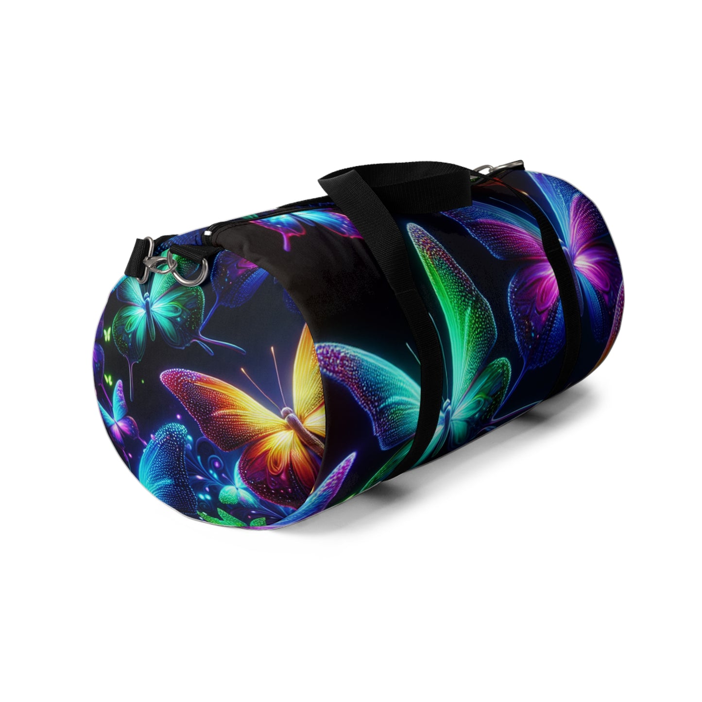 "Neon Rainbow Flight" - Neon Butterflies Duffle Bag
