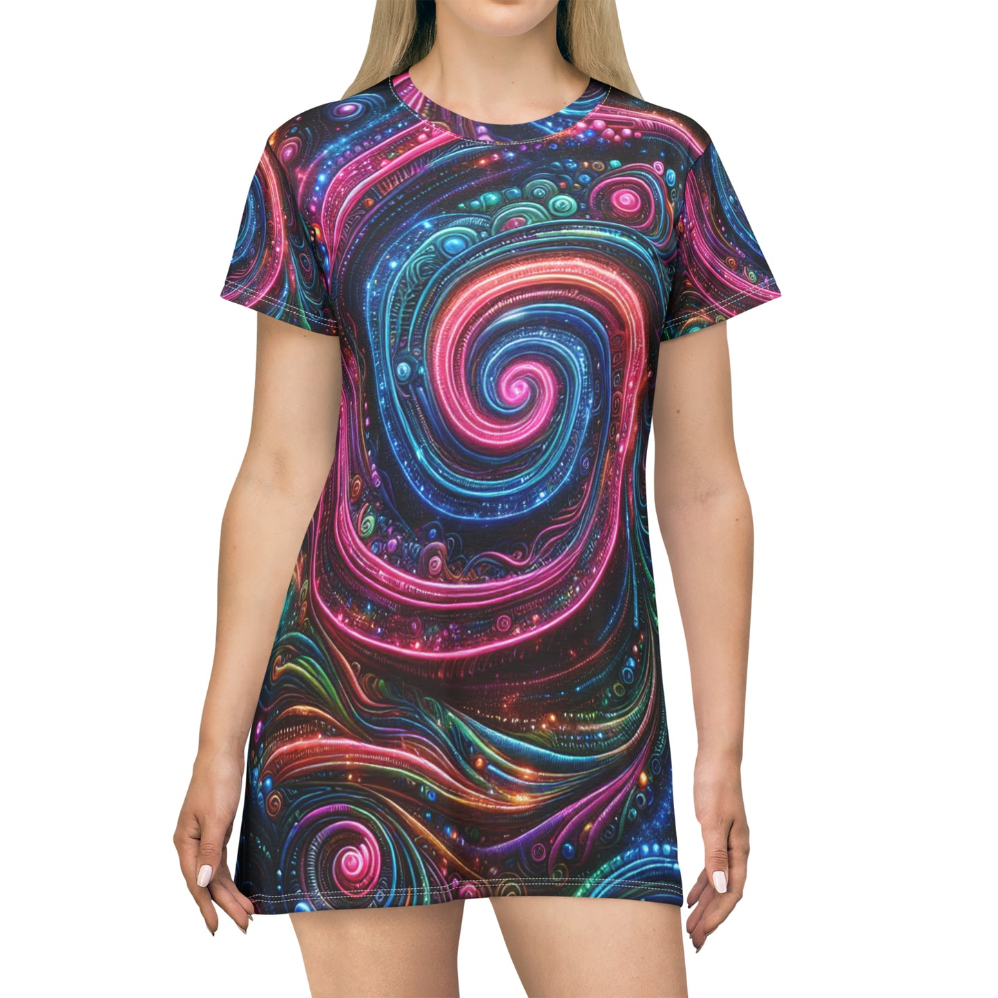 Interstellar Illuminations. Infinity Patterns Womans T Shirt Dress