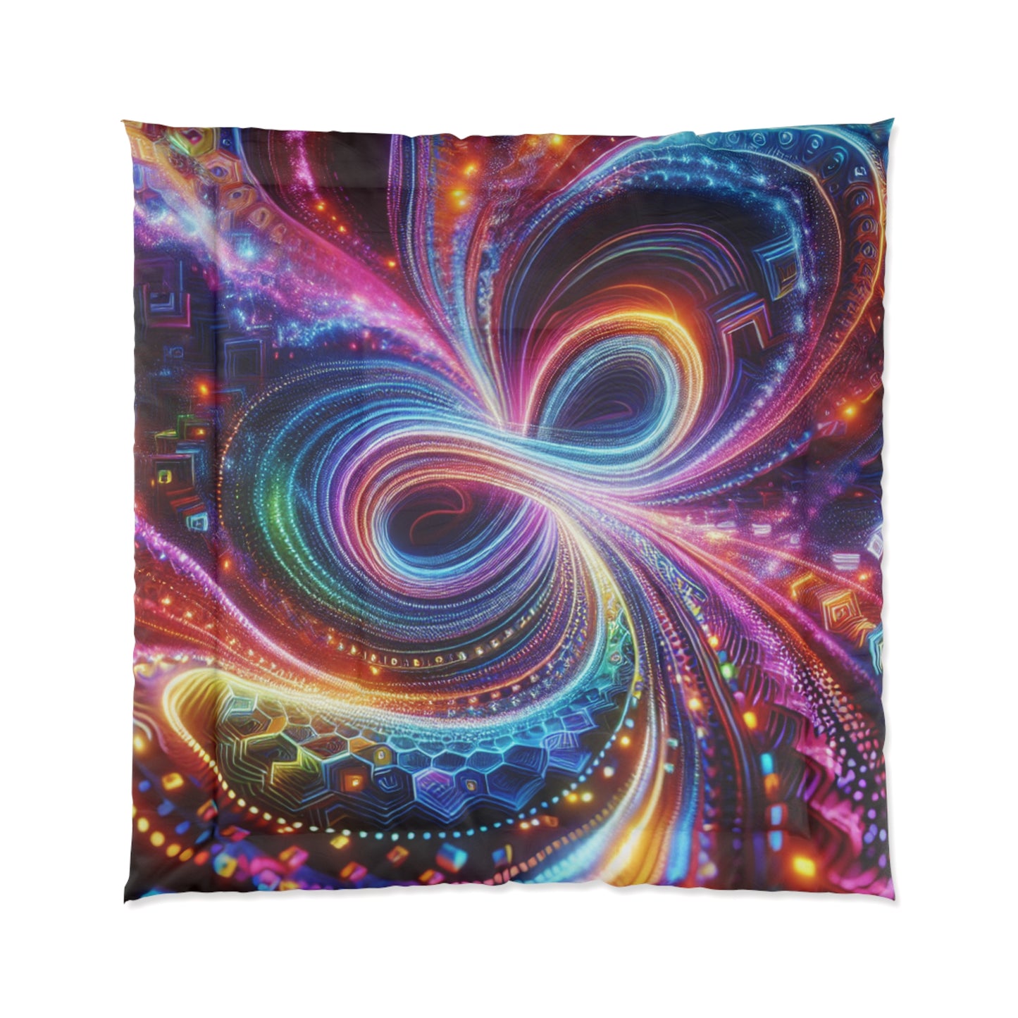 Vibrant Neon Infinity Whirls. Trippy Infinity Patterns Comforter Blanket