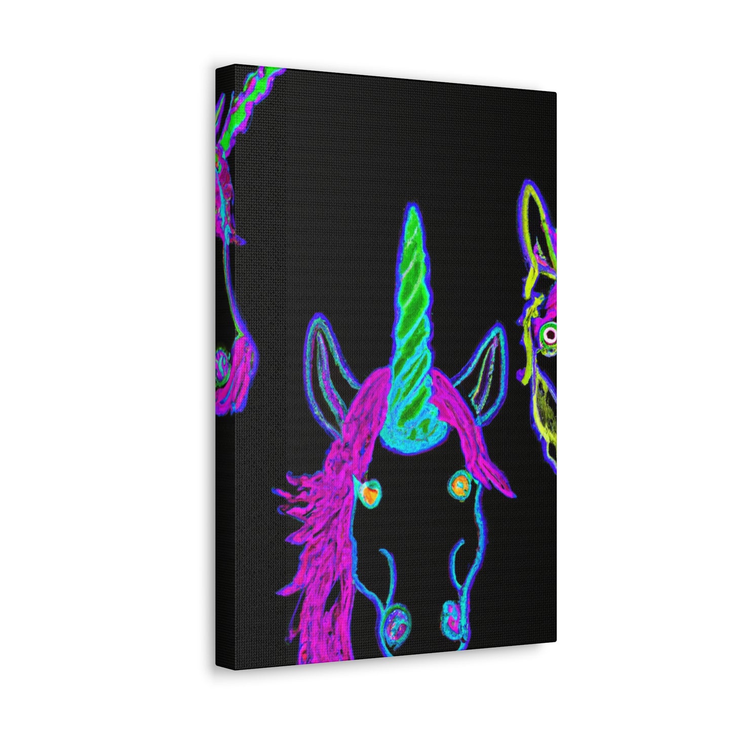 Vibrant Neon Magic. NEON Unicorns Art Canvas
