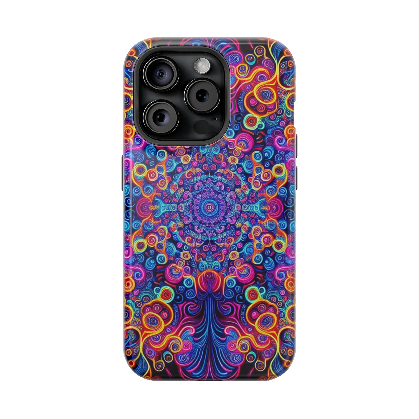 Vibrant Infinity Aurora. Neon Trippy Infinity Patterns Premium Art Magsafe Magnet Tough IPhone 13 14 15 Pro Plus Max and Mini in Matte and Glossy Phone cases
