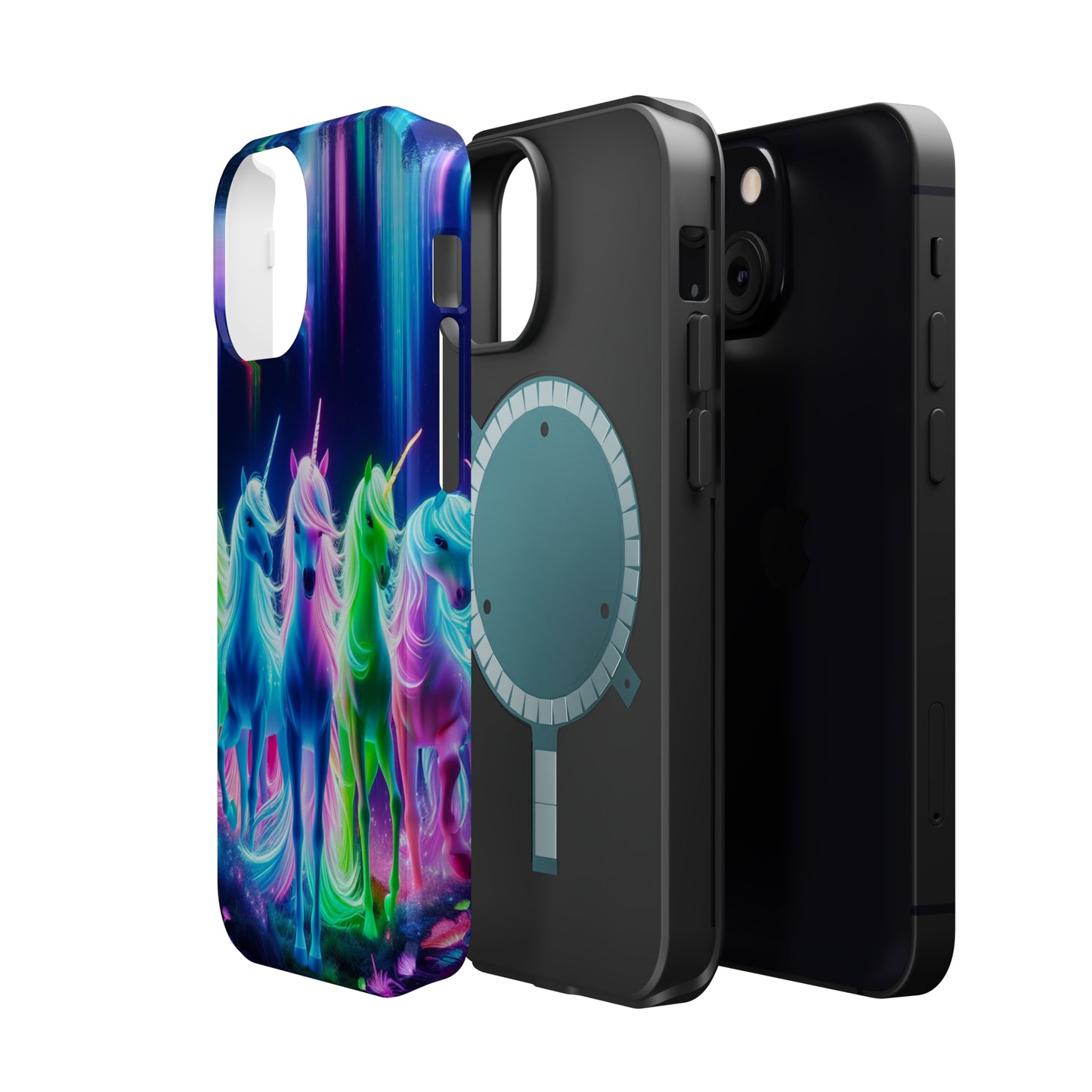 Neon Unicorn Pods. Neon Unicorns Premium Art Magsafe Magnet Tough IPhone 13 14 15 Pro Plus Max and Mini in Matte and Glossy Phone cases