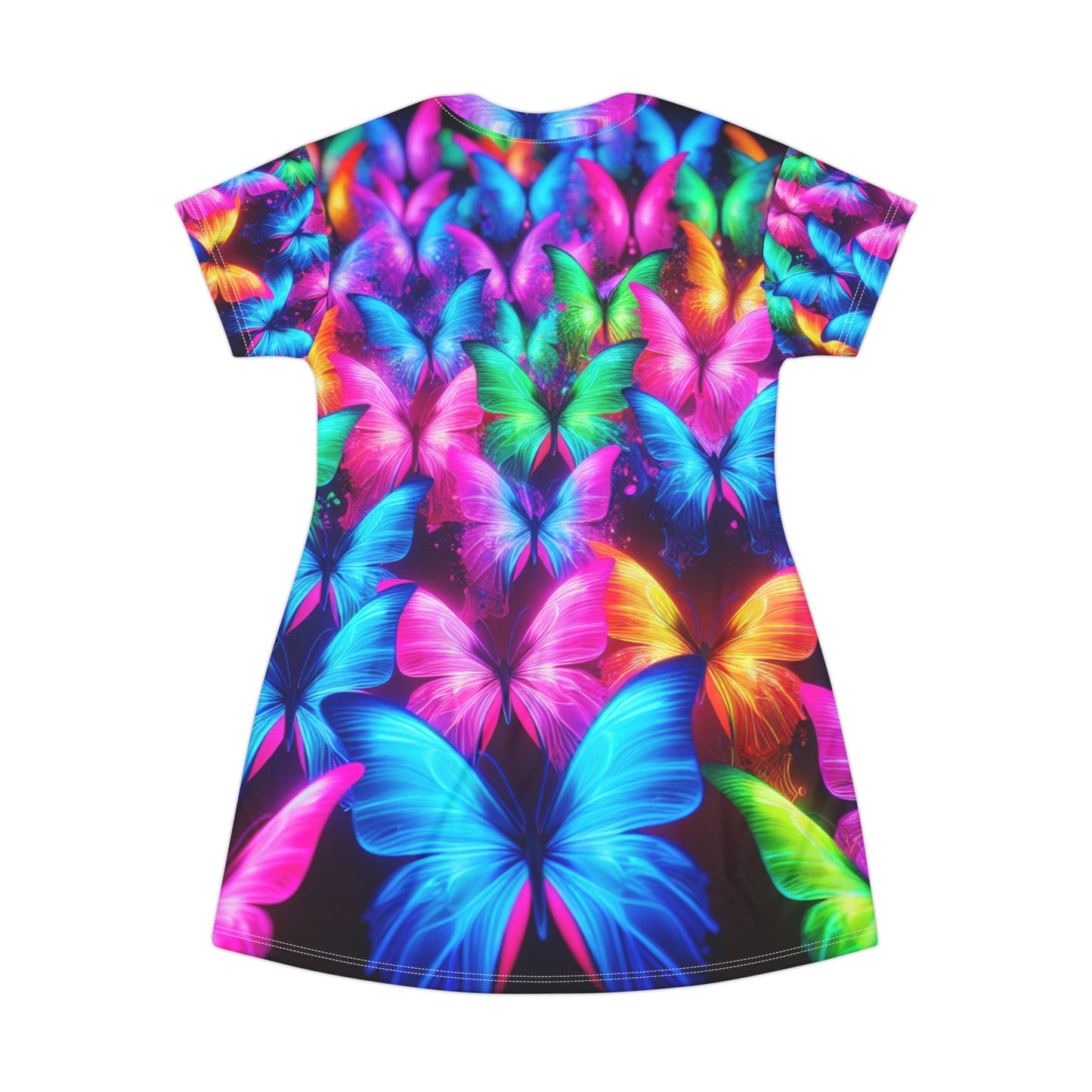 "Butterfly Technicolor Dreamscape" Neon Butterflies Womans T Shirt Dress