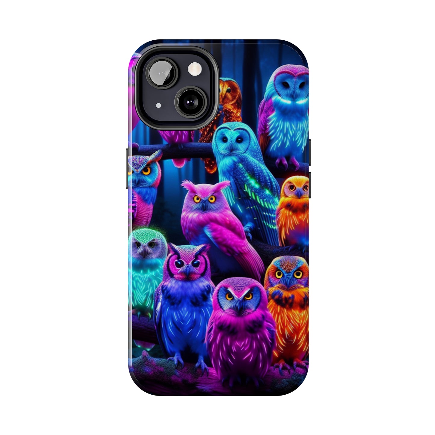 Neon Party of Owls NEON Owls Phone Case Iphone 7 8 9 10 11 12 13 14 Pro Max Mini Plus XR XS SE