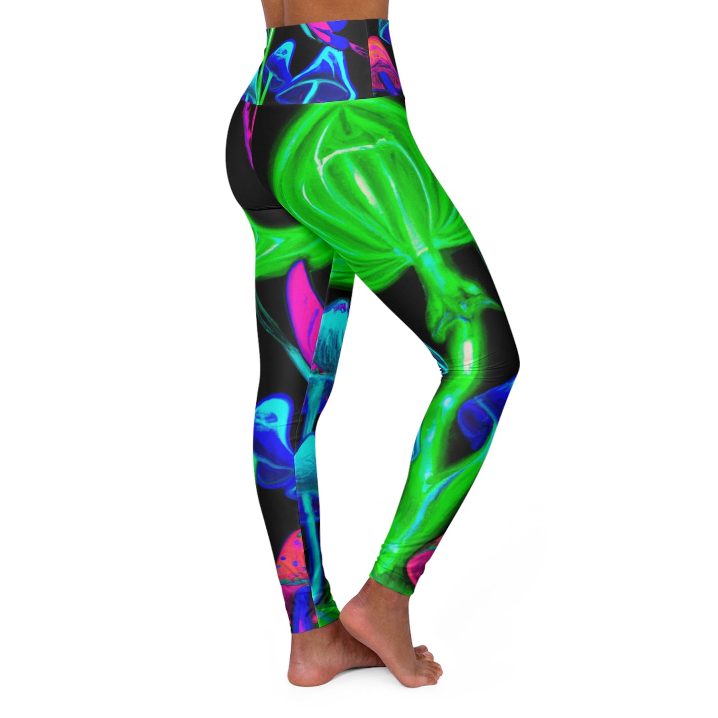 "Neon Reverie" - Mushrooms & Butterflies Leggings