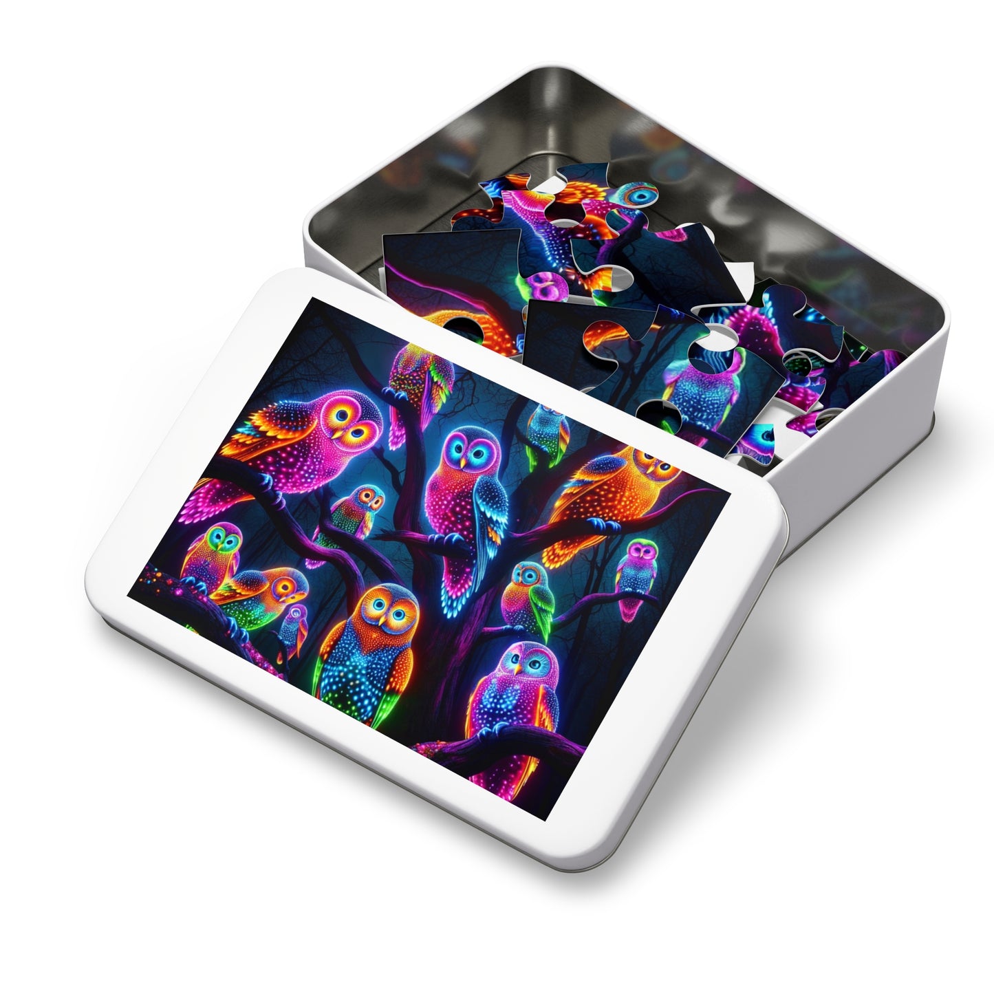 Neon Owlflock. - Neon Owls Puzzle