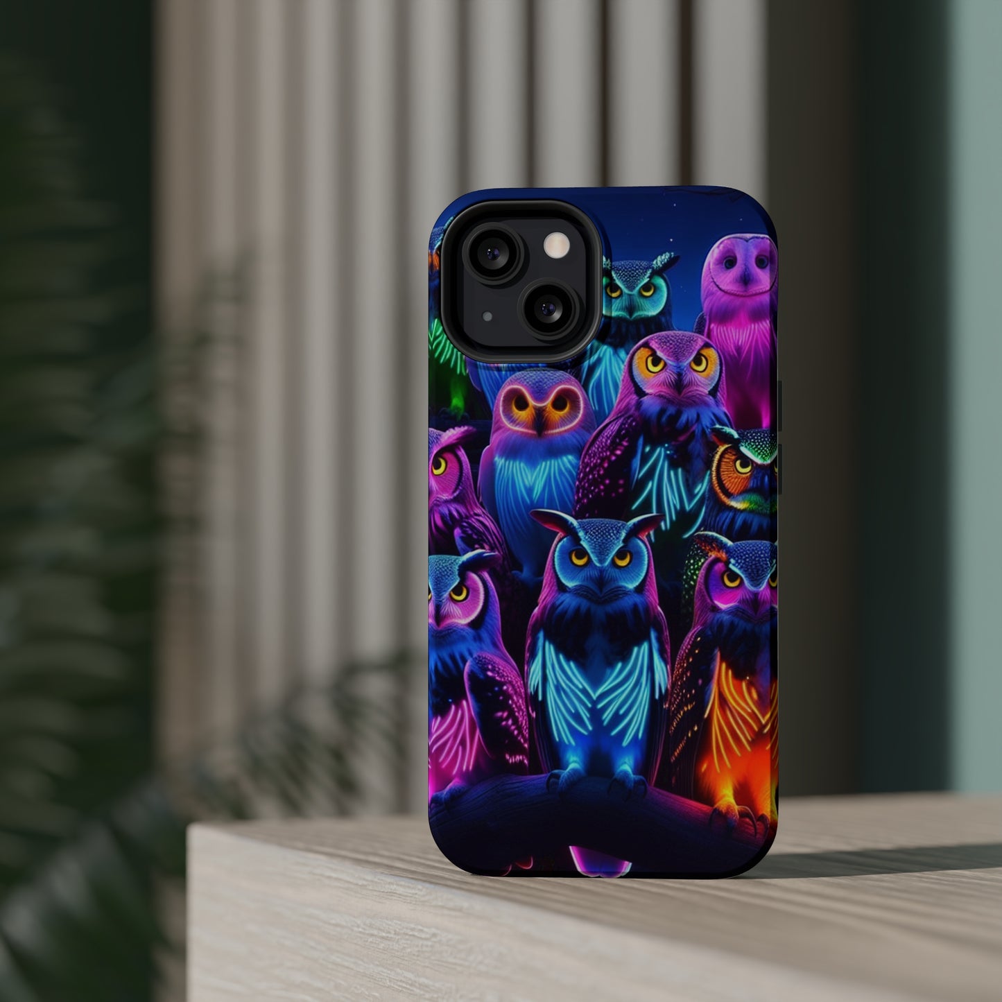 Neon Nocturne Owls. Neon Owls Premium Art Magsafe Magnet Tough IPhone 13 14 15 Pro Plus Max and Mini in Matte and Glossy Phone cases