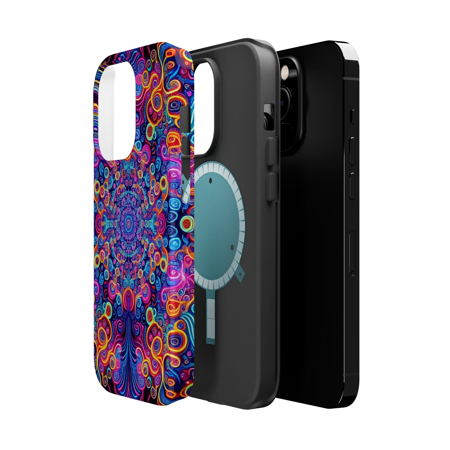 Vibrant Infinity Aurora. Neon Trippy Infinity Patterns Premium Art Magsafe Magnet Tough IPhone 13 14 15 Pro Plus Max and Mini in Matte and Glossy Phone cases