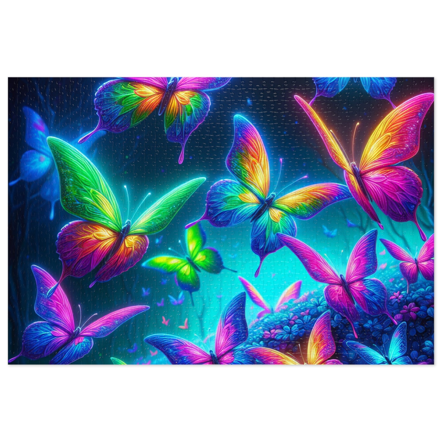 Neon Flutter. - Neon Butterflies Puzzle30, 110, 252, and 1000 Pieces