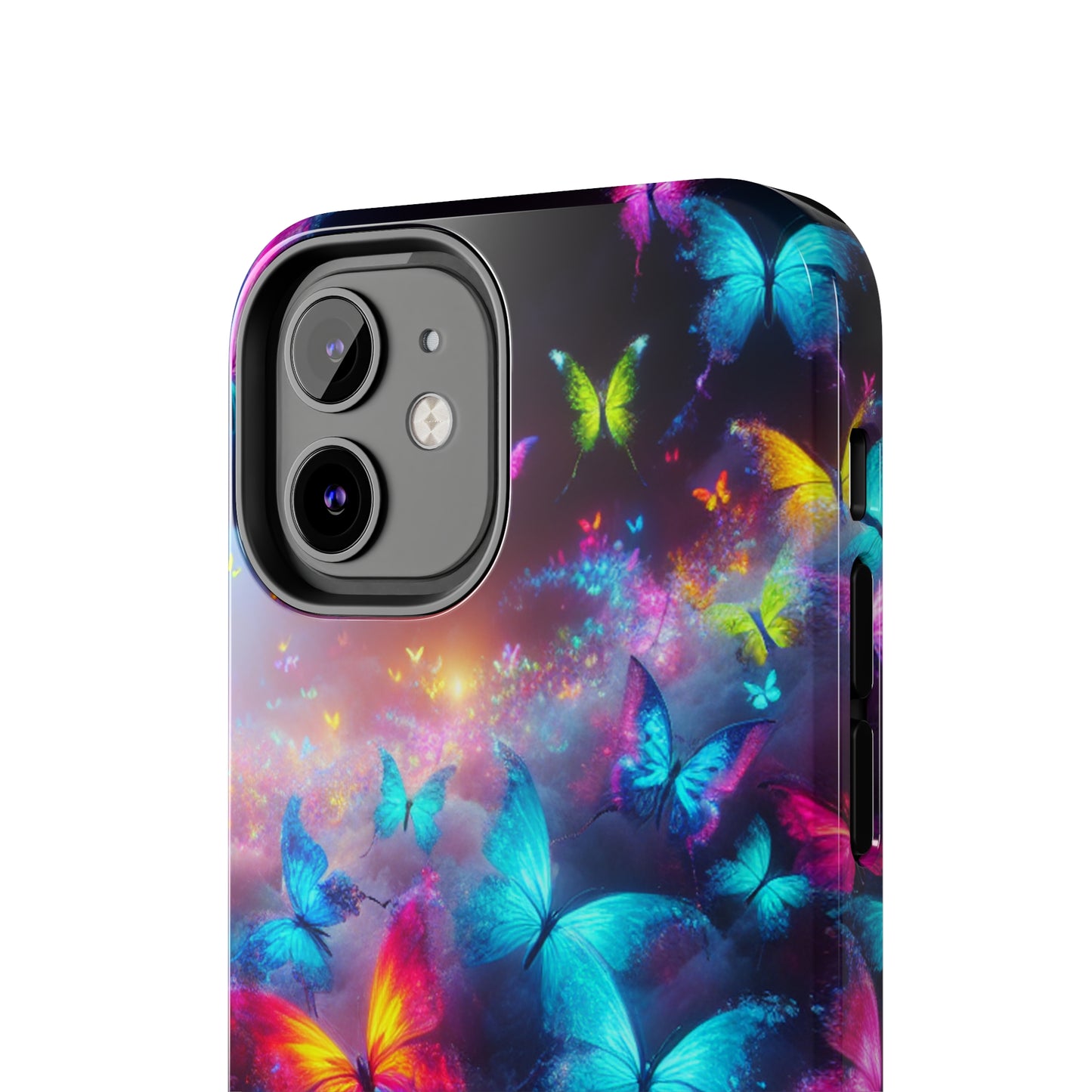 "Neon Flutterings" NEON Butterflies Tough Phone Case Iphone 7 8 9 10 11 12 13 14 SE X XR XS Pro Max Mini Plus