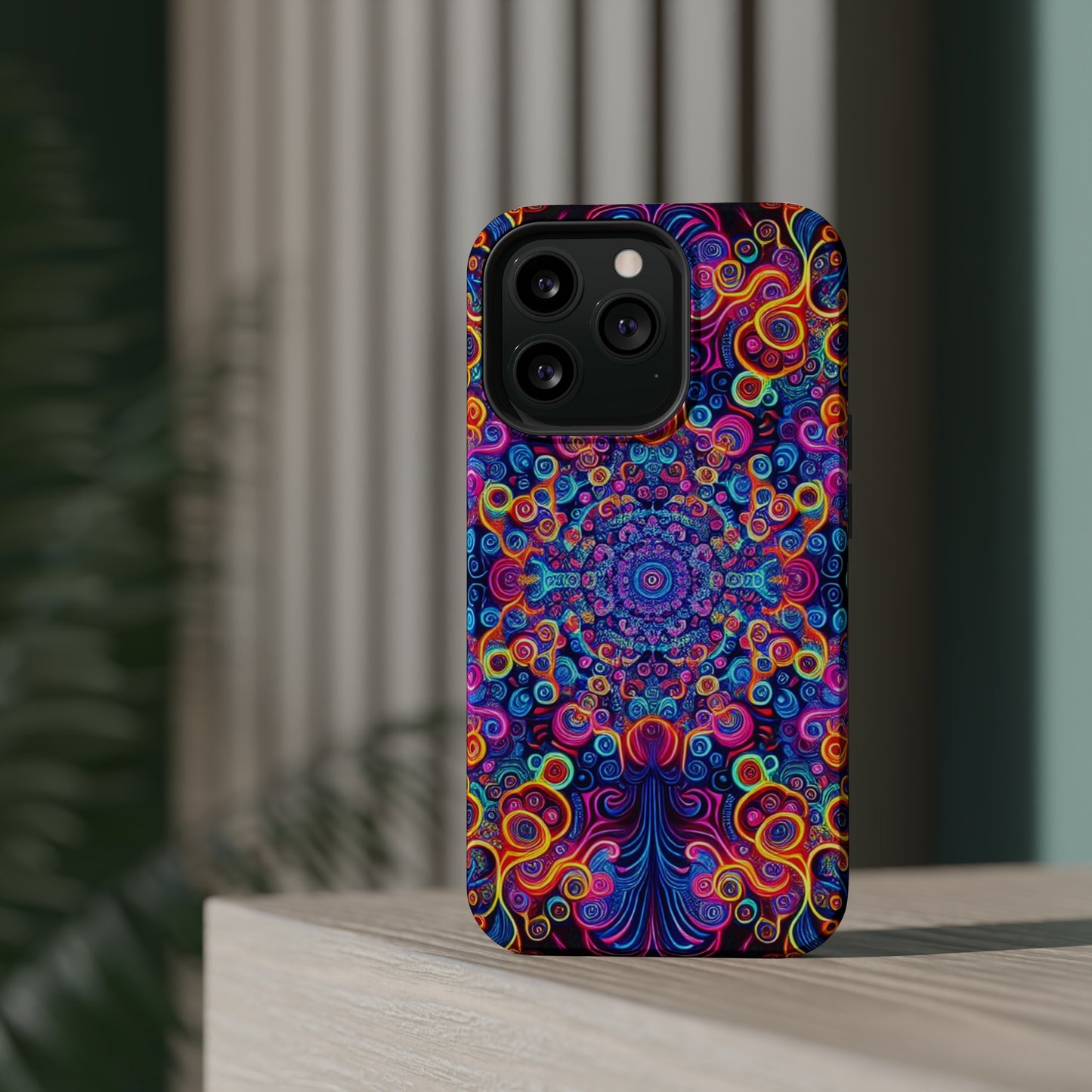 Vibrant Infinity Aurora. Neon Trippy Infinity Patterns Premium Art Magsafe Magnet Tough IPhone 13 14 15 Pro Plus Max and Mini in Matte and Glossy Phone cases