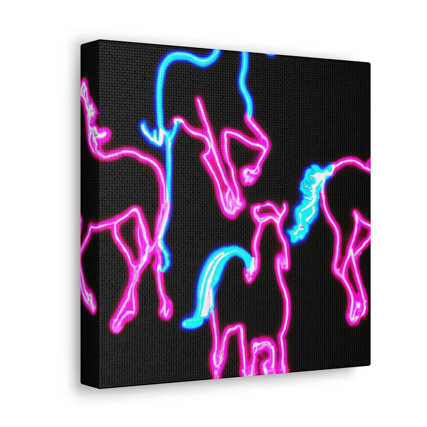 "Enchanted Fluorescence" NEON Unicorns Art Canvas