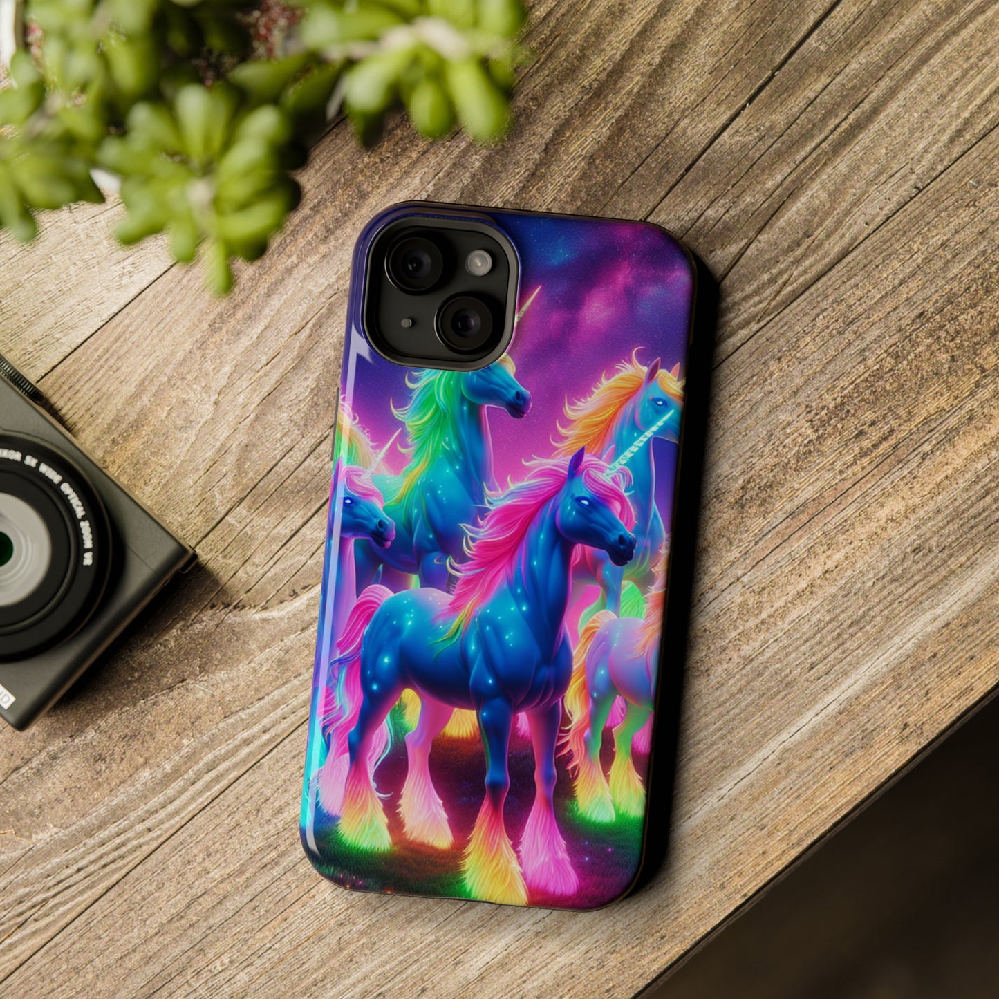 Neon Unicorn Congregation Neon Unicorns Premium Art Magsafe Magnet Tough IPhone 13 14 15 Pro Plus Max and Mini in Matte and Glossy Phone cases