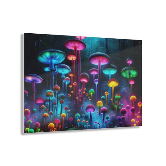 Neon Fungal Fusion. Mushrooms 1/4" Glossy Acrylic Art