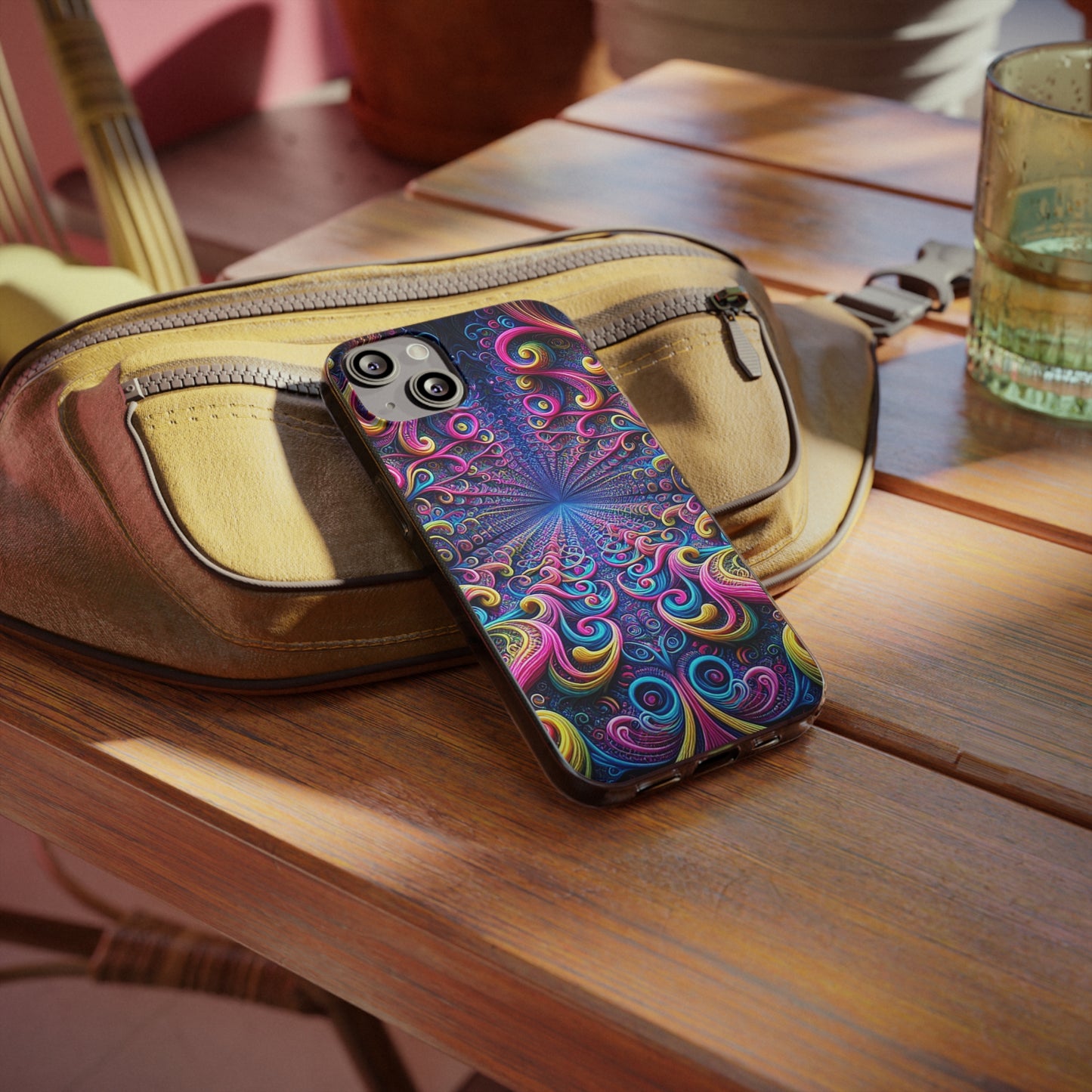 Neon Infinity Dreamscape. Infinity Patterns Art Polycarbonate Phone Case