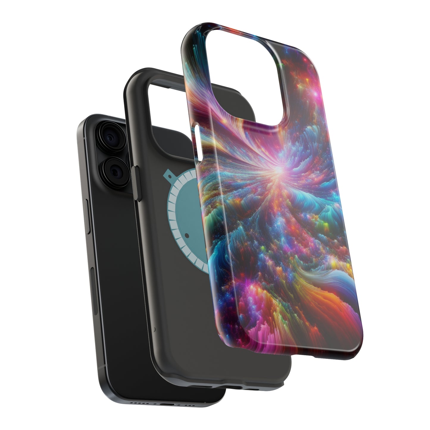 Neon Infinity Chromadrift. Neon Trippy Infinity Patterns Premium Art Magsafe Magnet Tough IPhone 13 14 15 Pro Plus Max and Mini in Matte and Glossy Phone cases