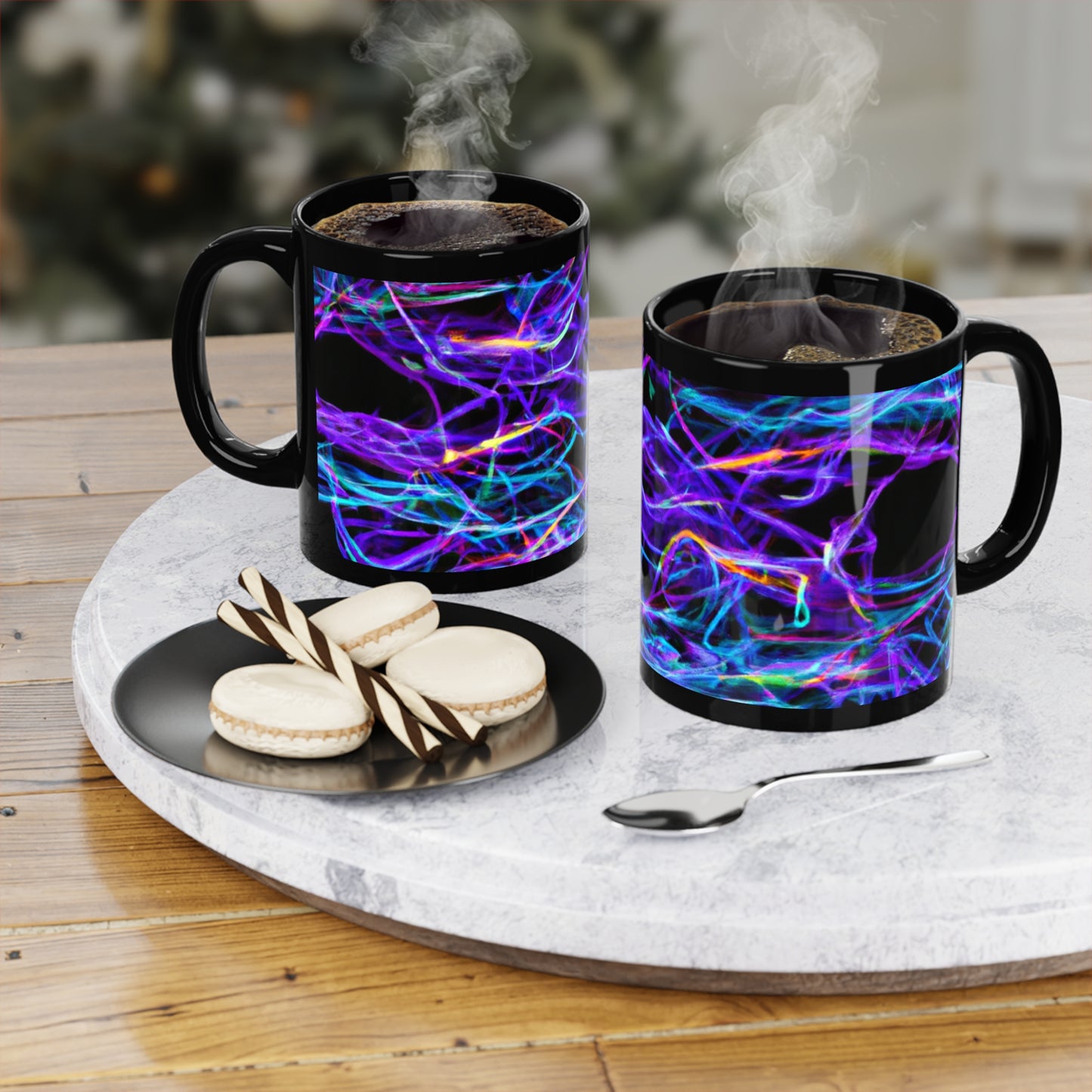 Cosmic Neon Glowscape Trippy Infninty Patterns 11oz Black Mug