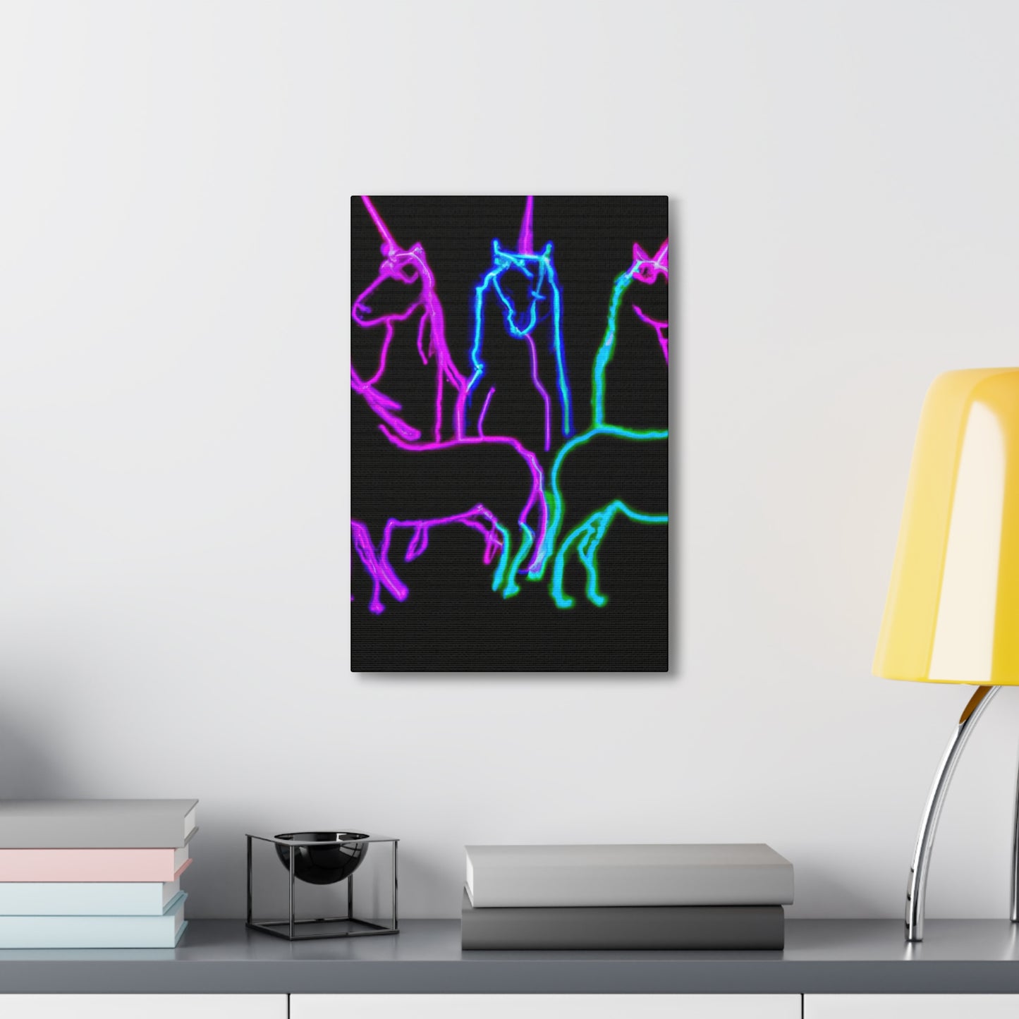 Vibrant Neon Unicornscape. NEON Unicorns Art Canvas